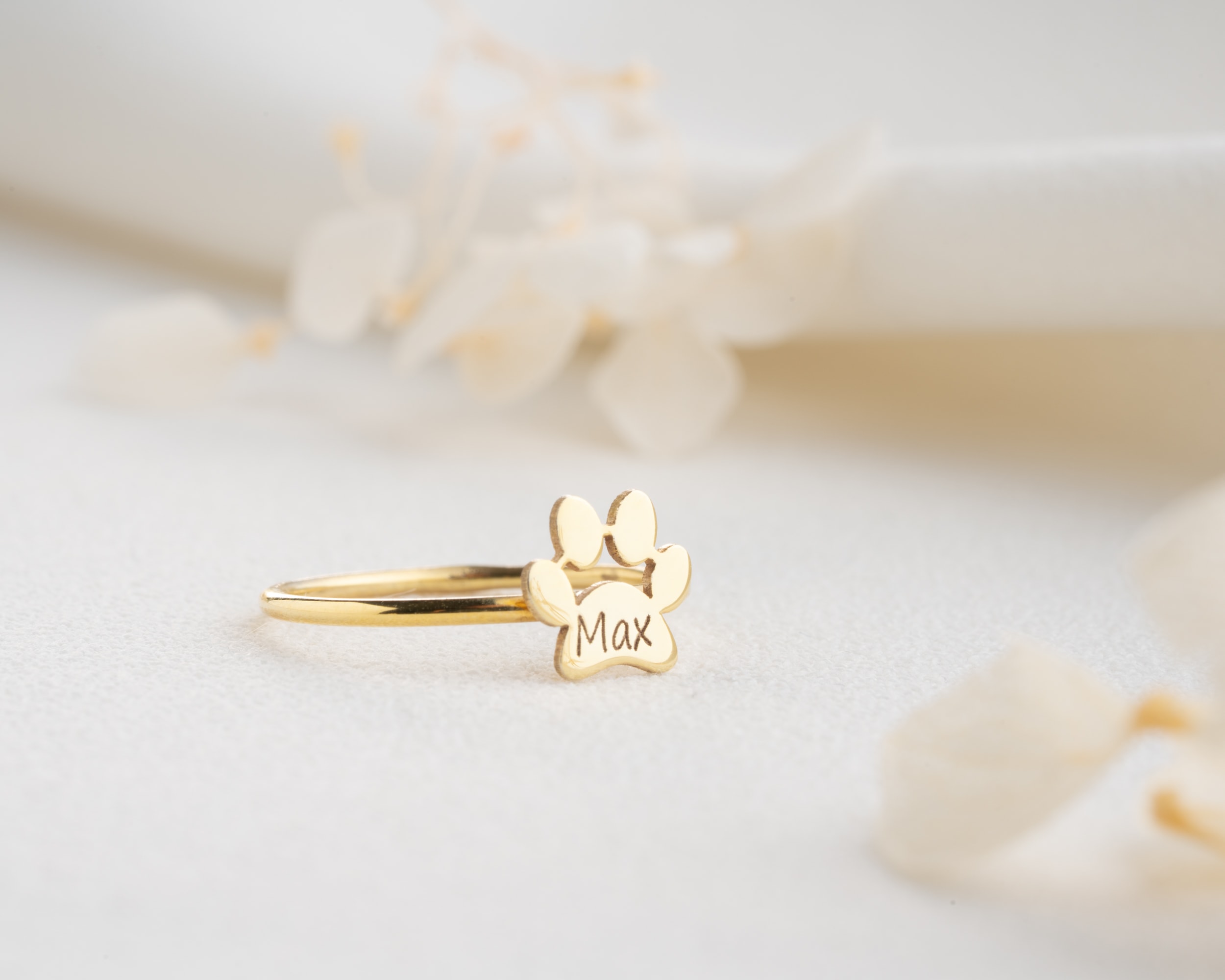Kişiselleştirilebilir Pati Yüzük – Harfli ve Anlamlı Gümüş Tasarım - İsimli, Zarif ve Hayvanseverlere Özel
