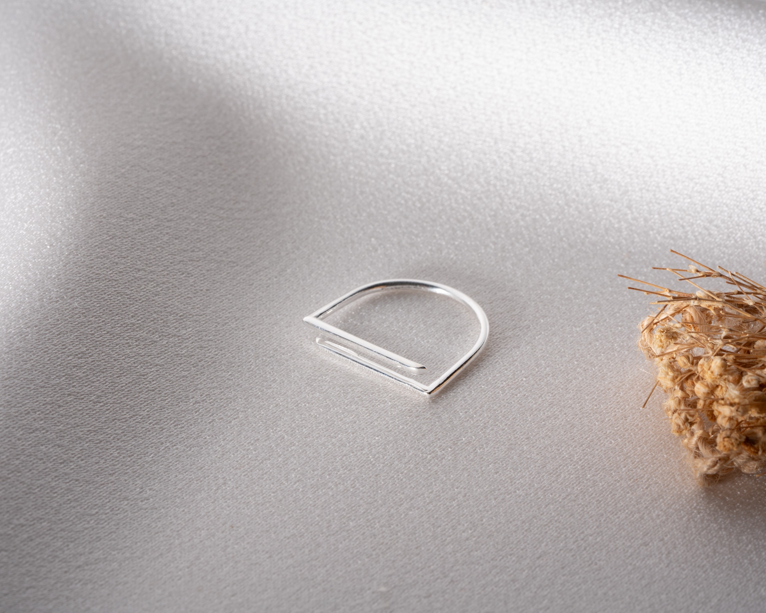 Minimal Çizgi Formlu Ayarlanabilir Yüzük - Parallel Line Gümüş Yüzük - Modern ve Zarif Tasarım | 925 Ayar Gümüş