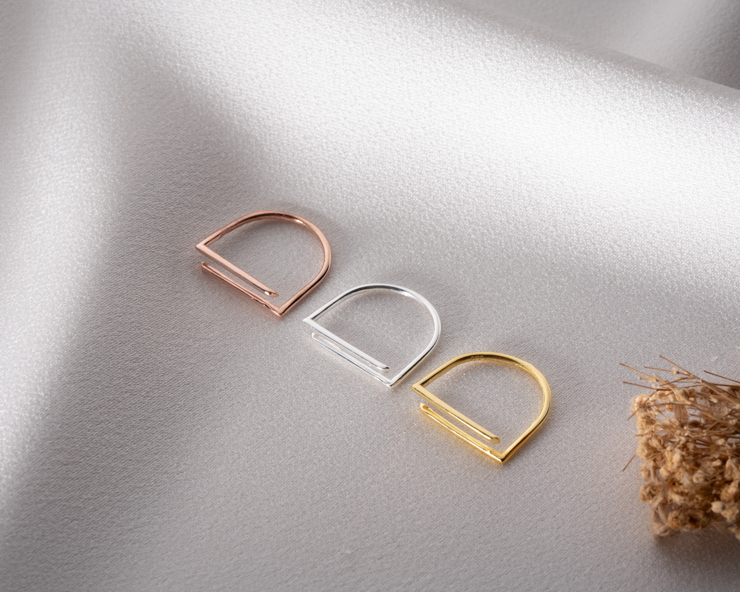 Minimal Çizgi Formlu Ayarlanabilir Yüzük - Parallel Line Gümüş Yüzük - Modern ve Zarif Tasarım | 925 Ayar Gümüş