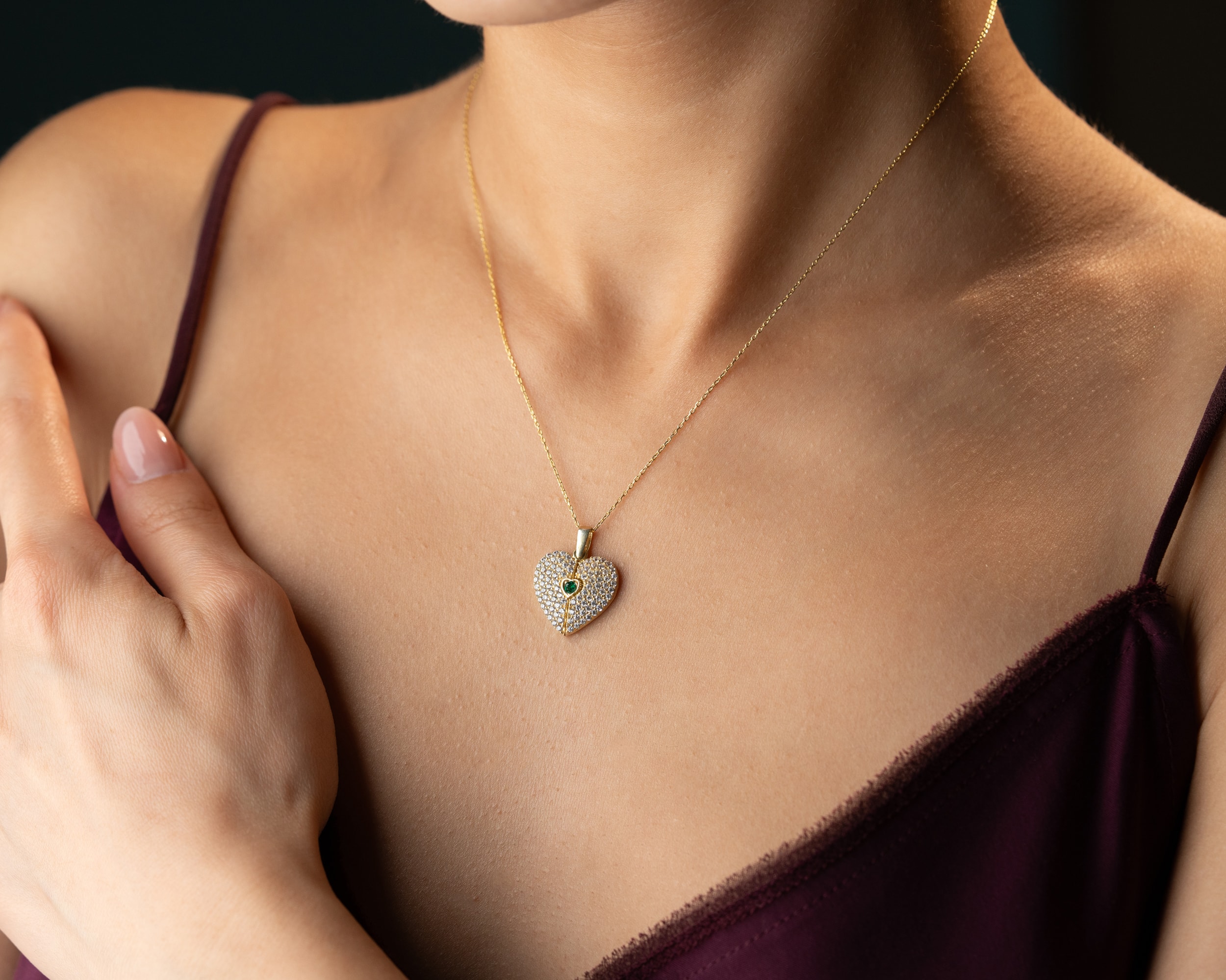 Doğum Taşlı Kalp Kolye – Açılabilir ve Gizli Mesajlı 925 Ayar Gümüş