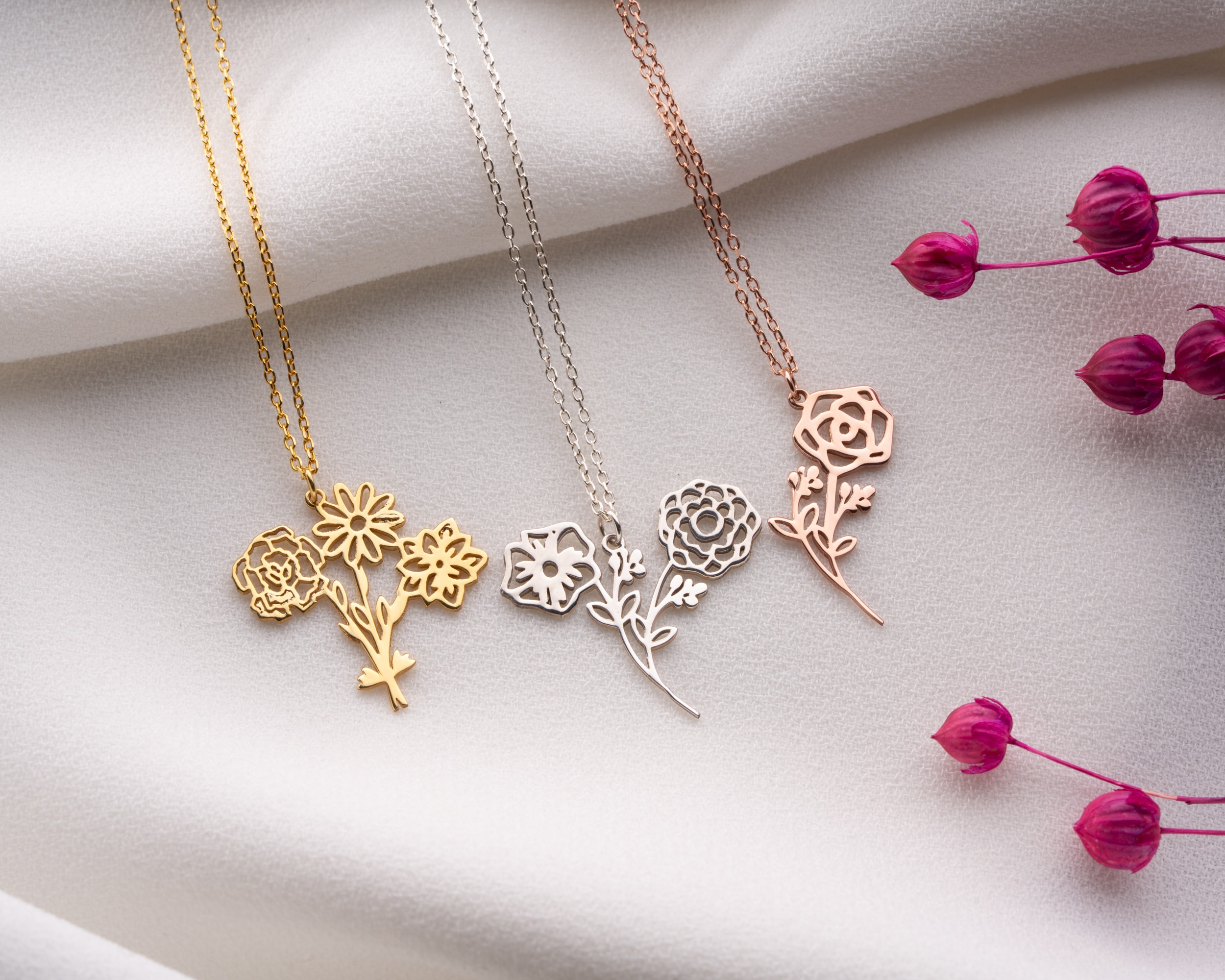 Çoklu Doğum Çiçeği Kolye – Aile Kolyesi | Kişiye Özel, Zarif ve Anlamlı