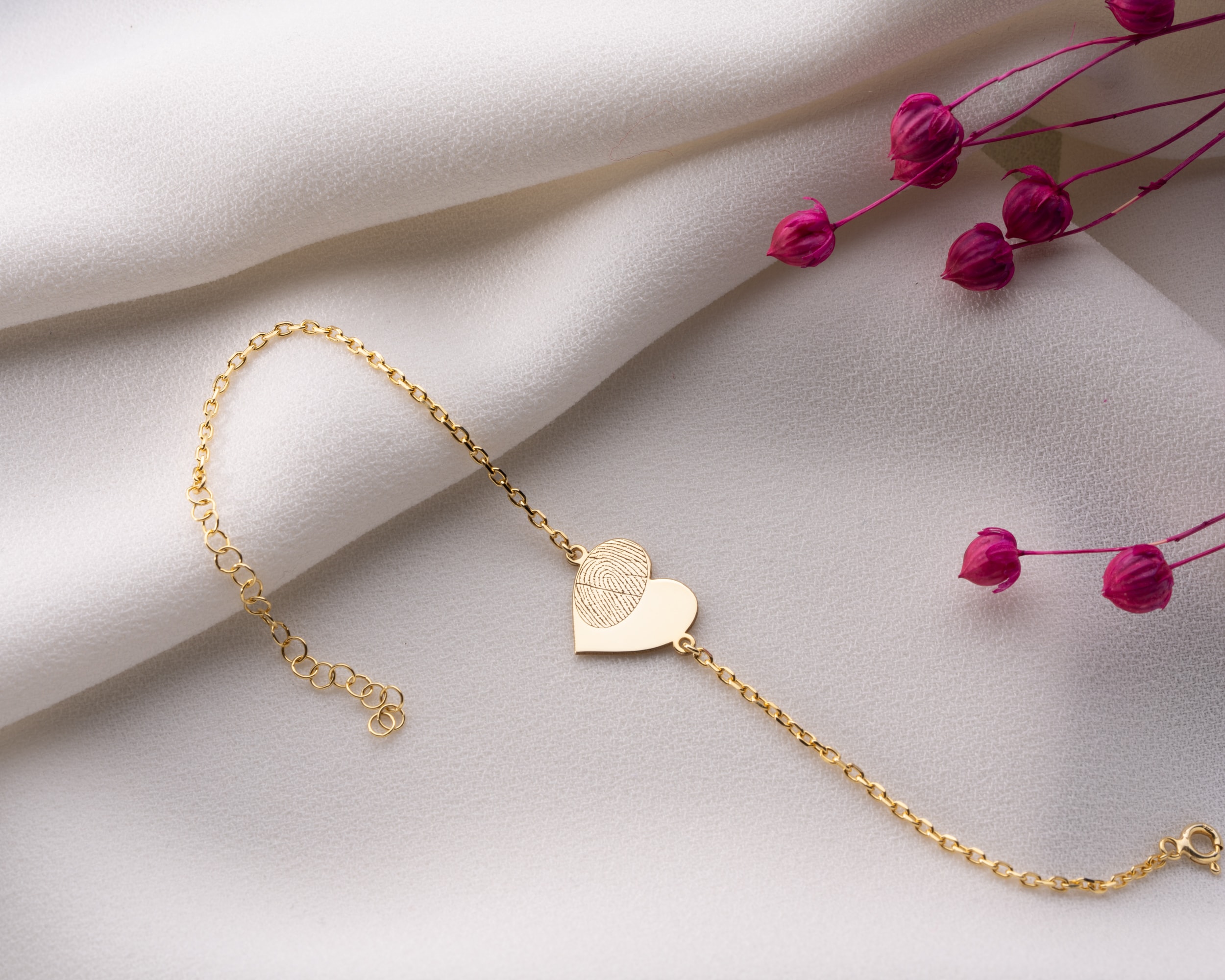 Kişiye Özel Disk, Oval veya Kalp Şekilli Çift Parmak İzi Bileklik – Anlamlı Hatıra Tasarımı