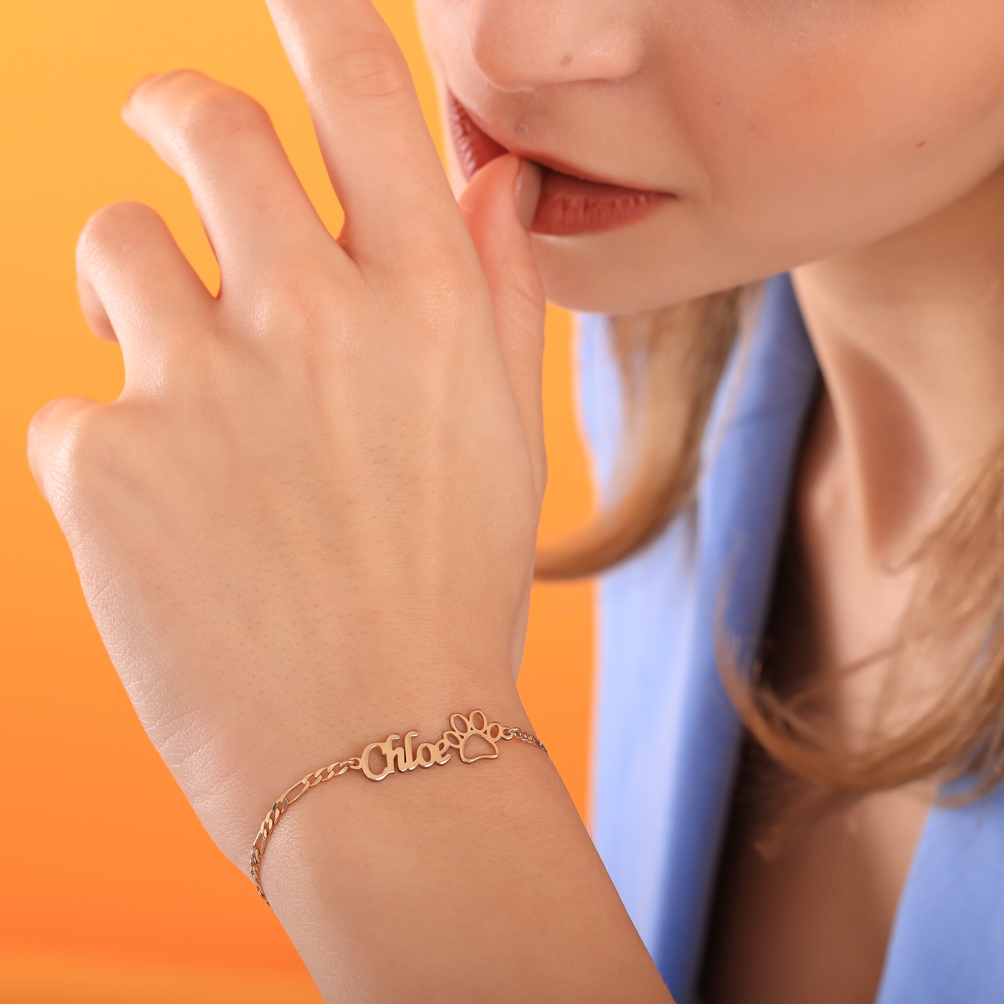 Kişiye Özel Pati İsim Bileklik – 925 Ayar Gümüş - Pati Figürlü İsimli Bileklik