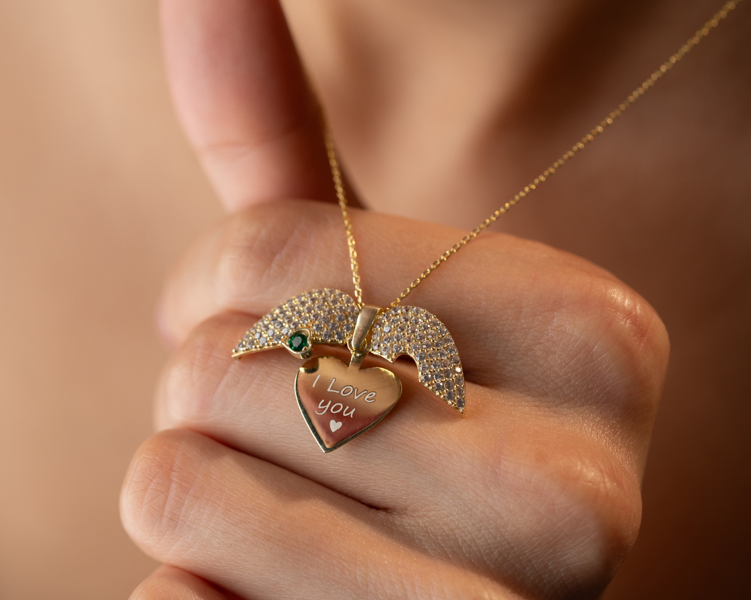 Doğum Taşlı Kalp Kolye – Açılabilir ve Gizli Mesajlı 925 Ayar Gümüş