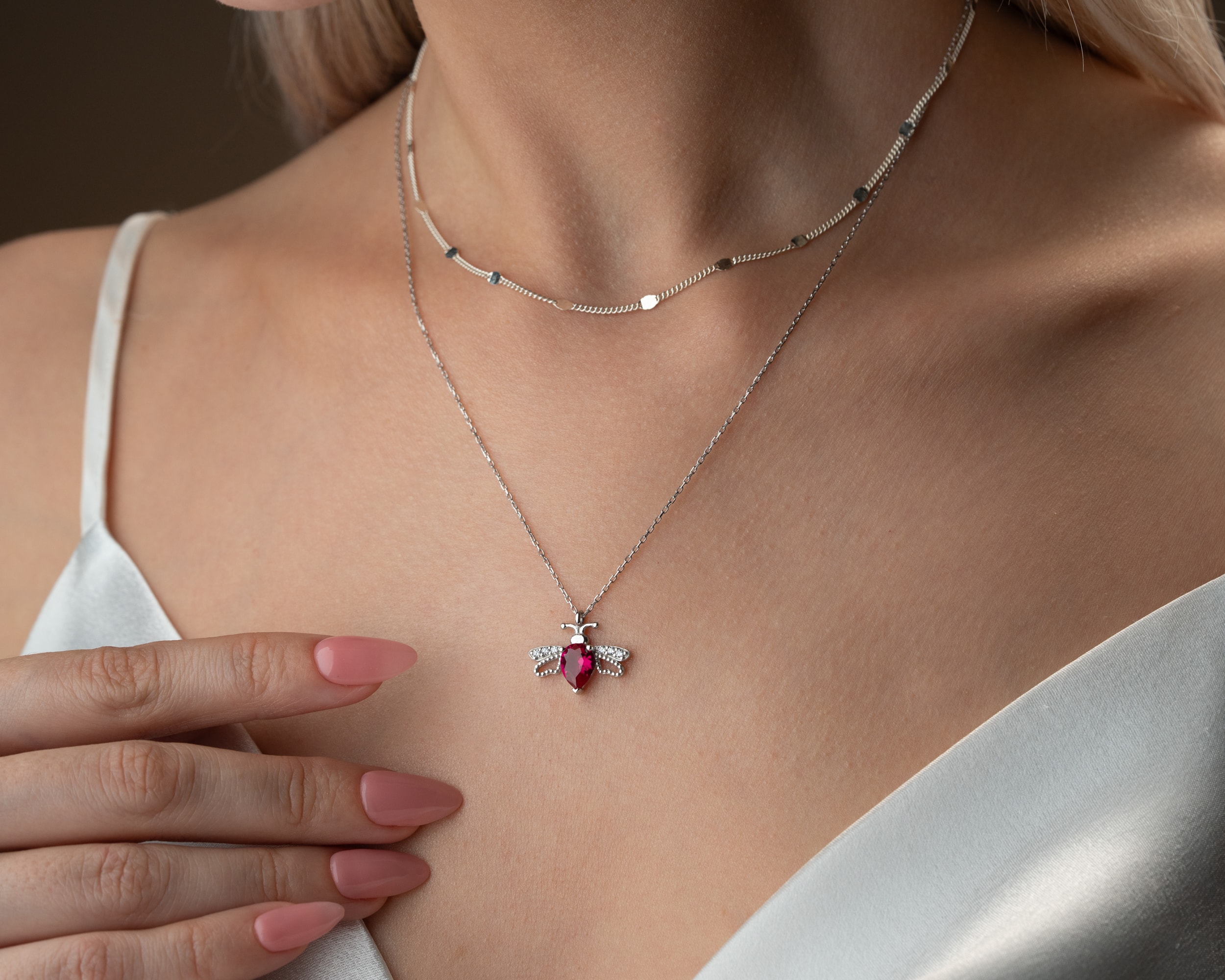 Doğum Taşlı Arı Kolye – 925 Ayar Gümüş Kişiye Özel Takı