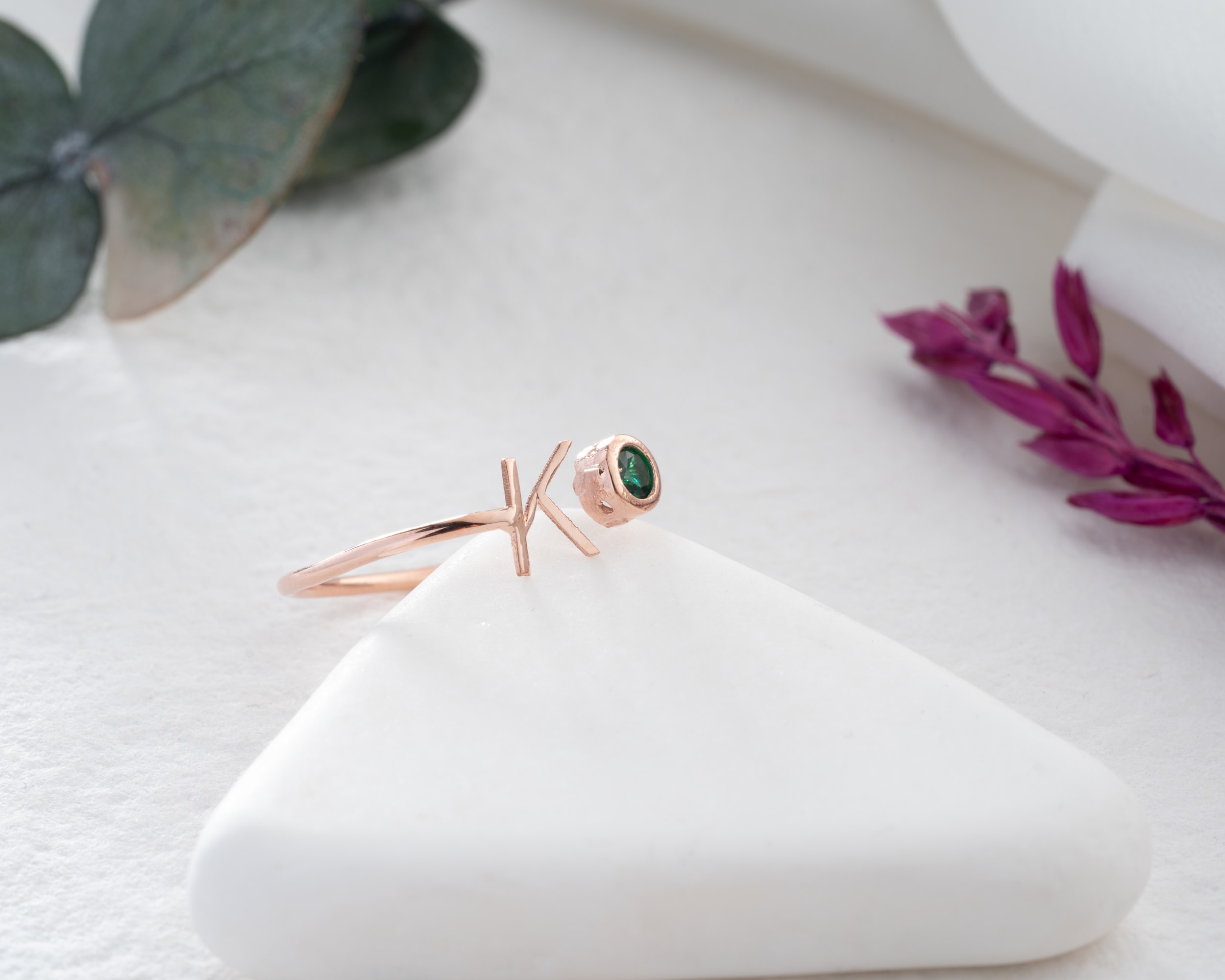 Kişiye Özel Harfli Doğum Taşı Yüzük | Ayarlanabilir Gümüş Yüzük