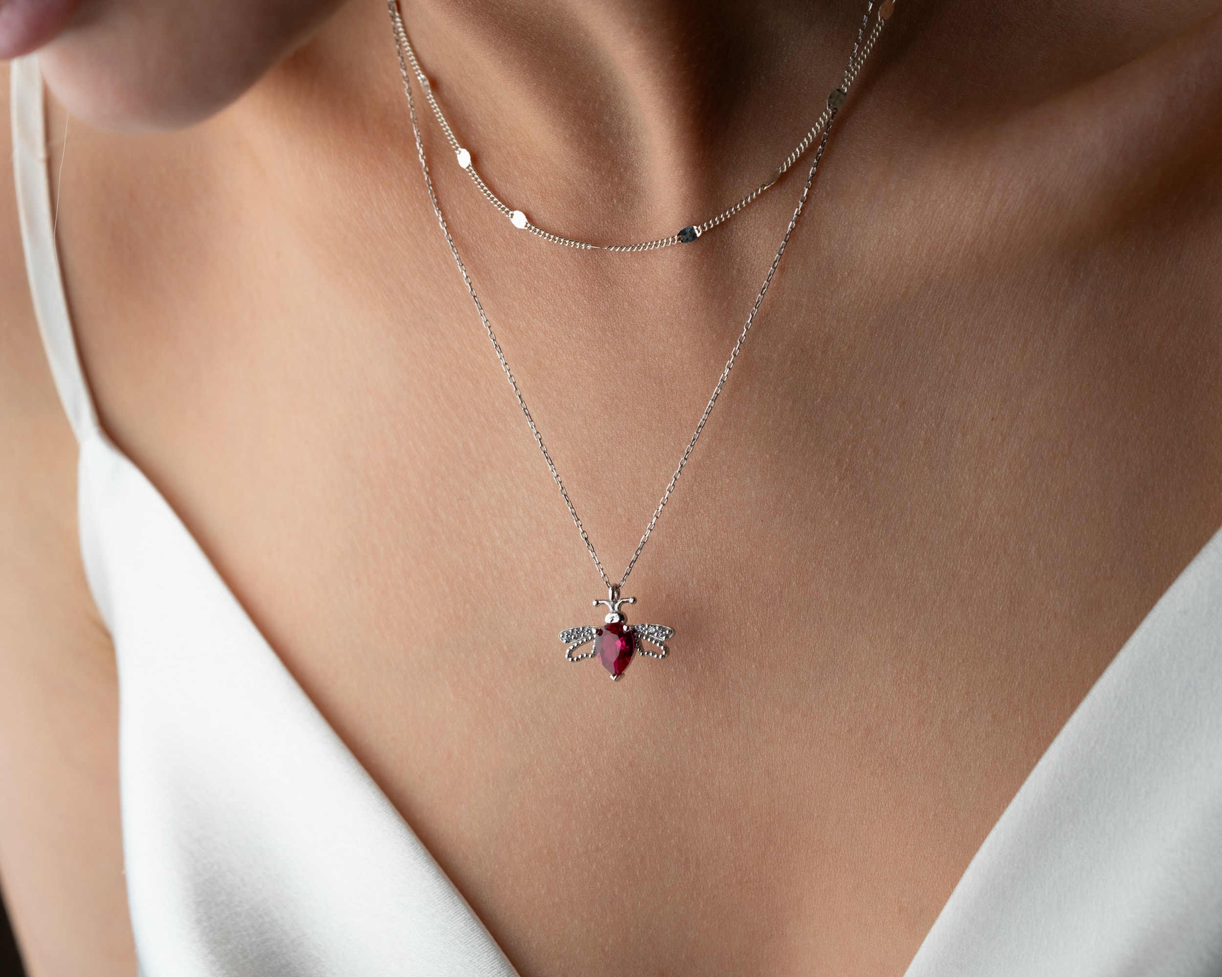 Doğum Taşlı Arı Kolye – 925 Ayar Gümüş Kişiye Özel Takı