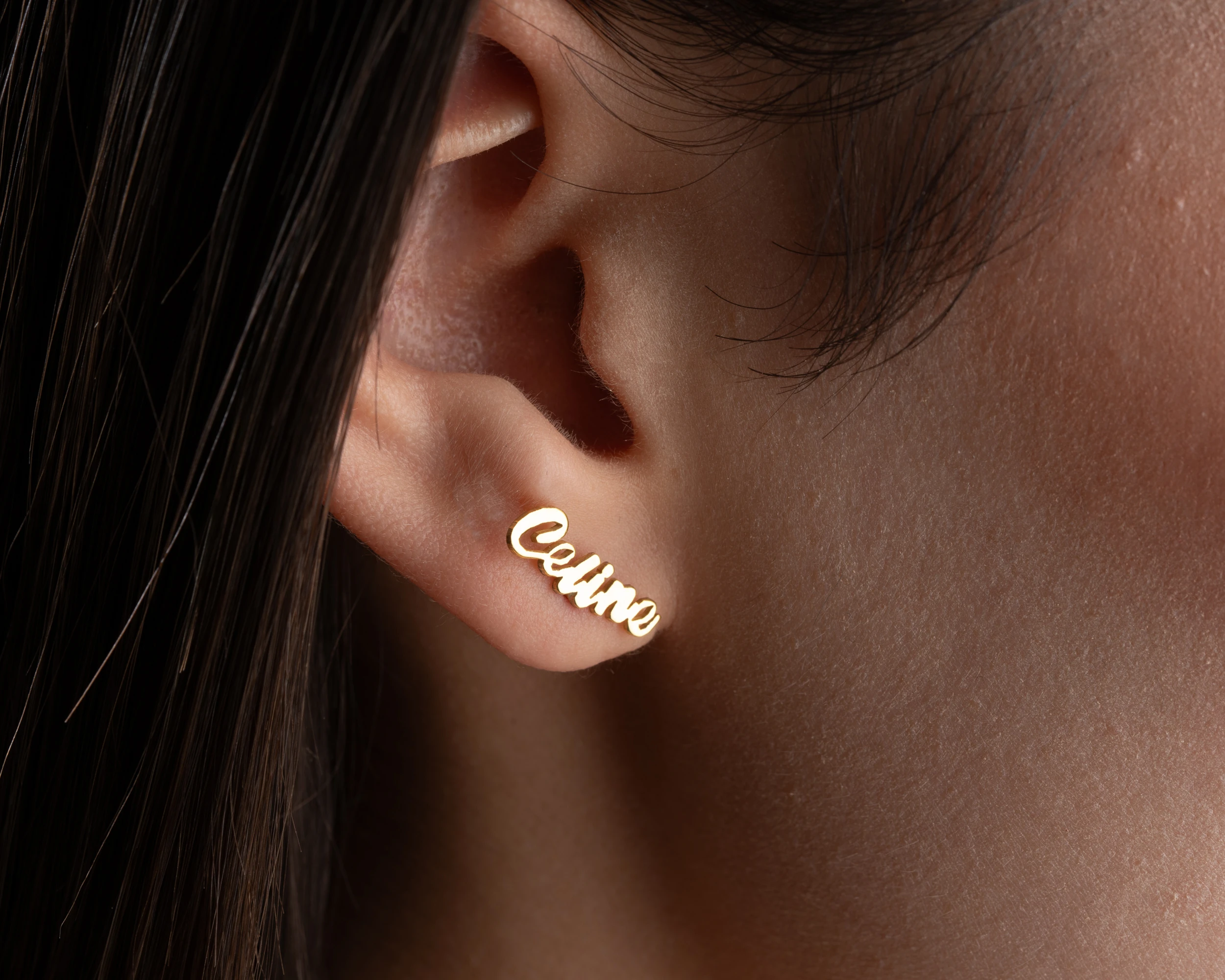 Çivili İsim Küpe 925 Ayar Gümüş – Kişiselleştirilebilir Kadın Takısı