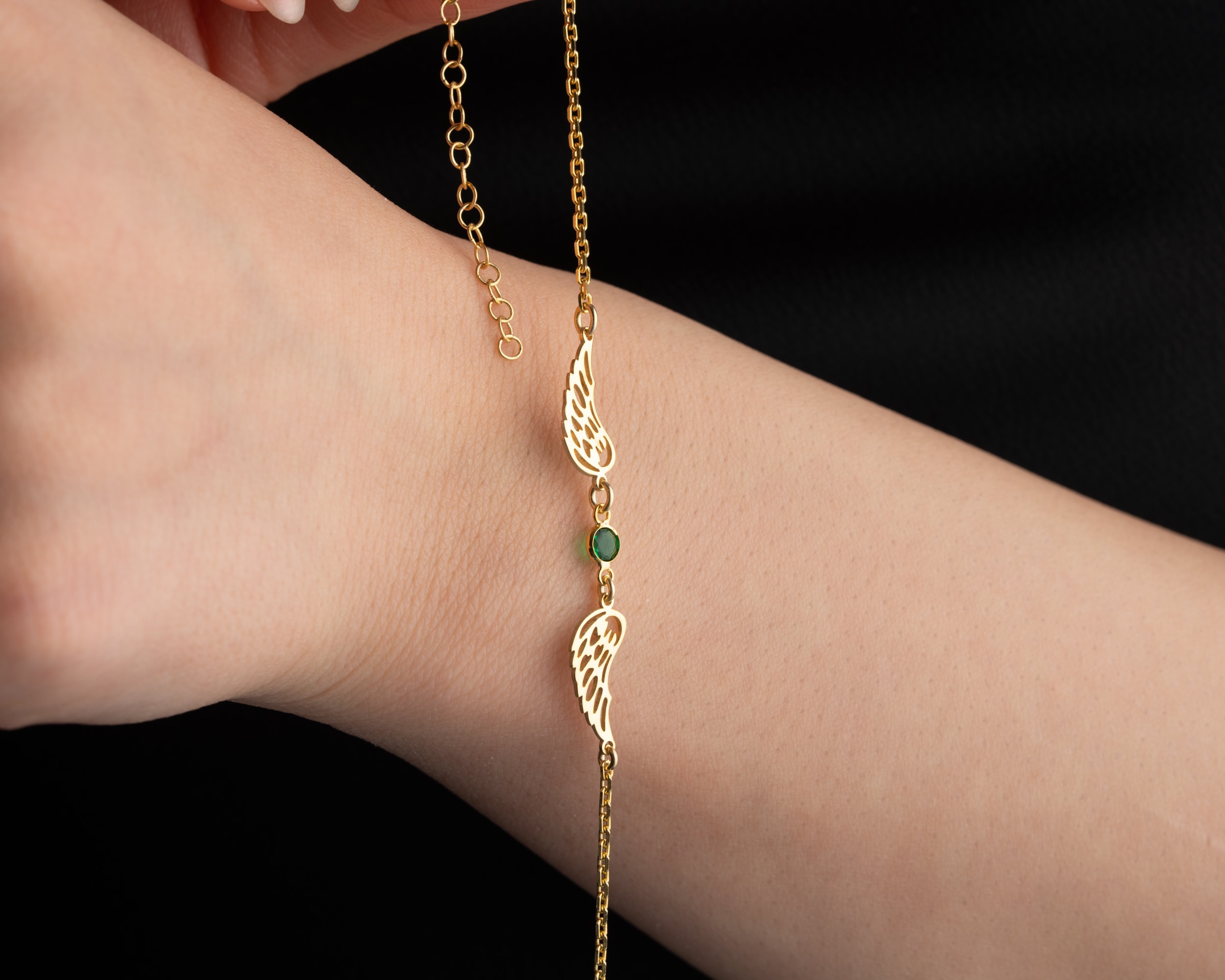 Doğum Taşlı Melek Kanatları Bileklik - Her Doğum Taşı Bir Enerji, Her Kanat Bir Koruyucu