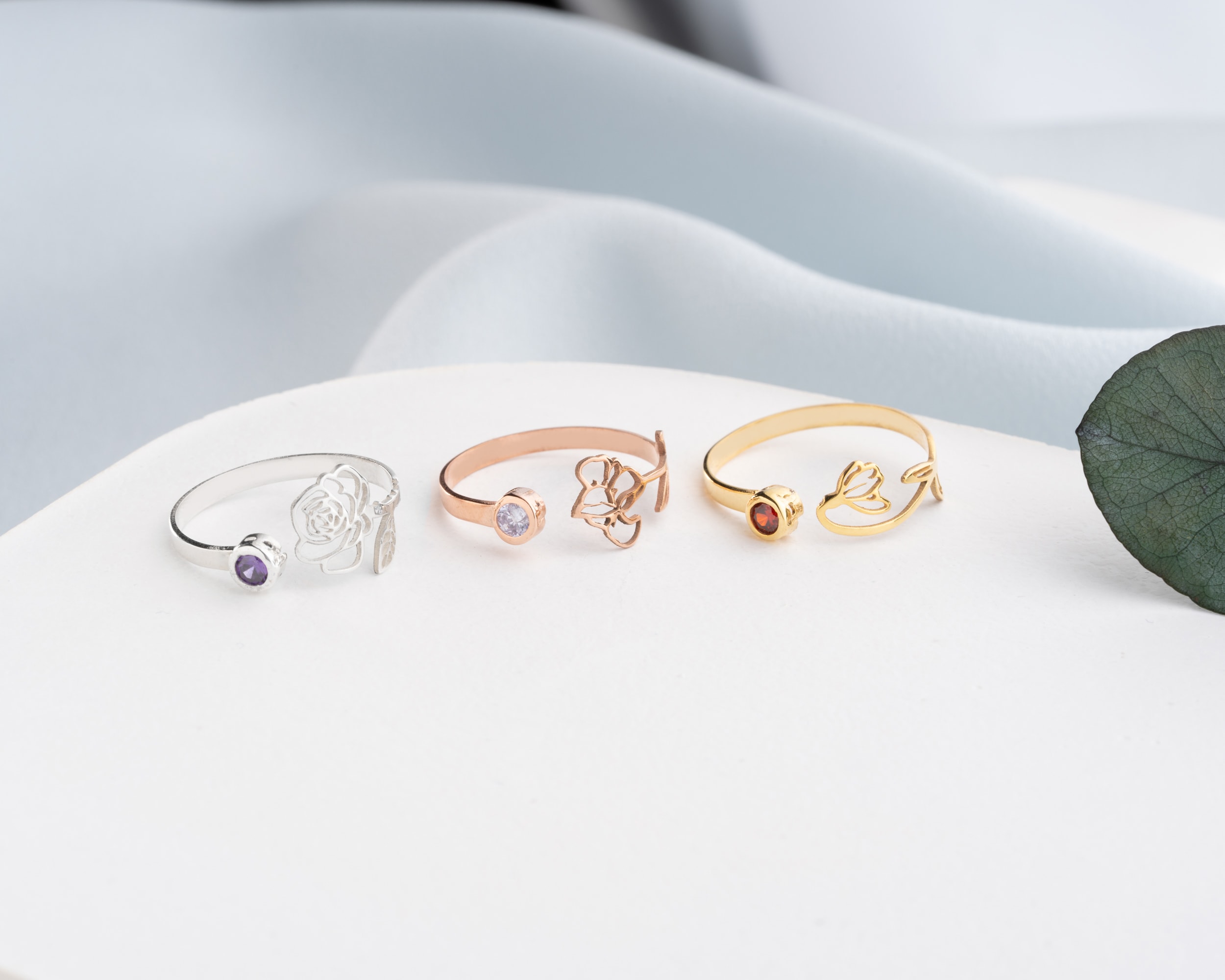 Ayarlanabilir Doğum Çiçeği Doğum Taşlı Yüzük 925 Ayar Gümüş – Kadın Takısı