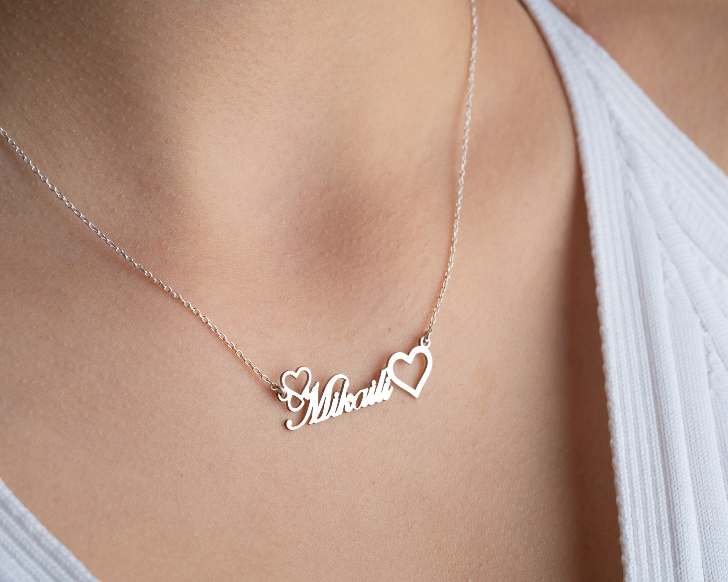 Kişiye Özel Çift Kalpli İsim Kolye – Sevgililere Özel El Yapımı Tasarım