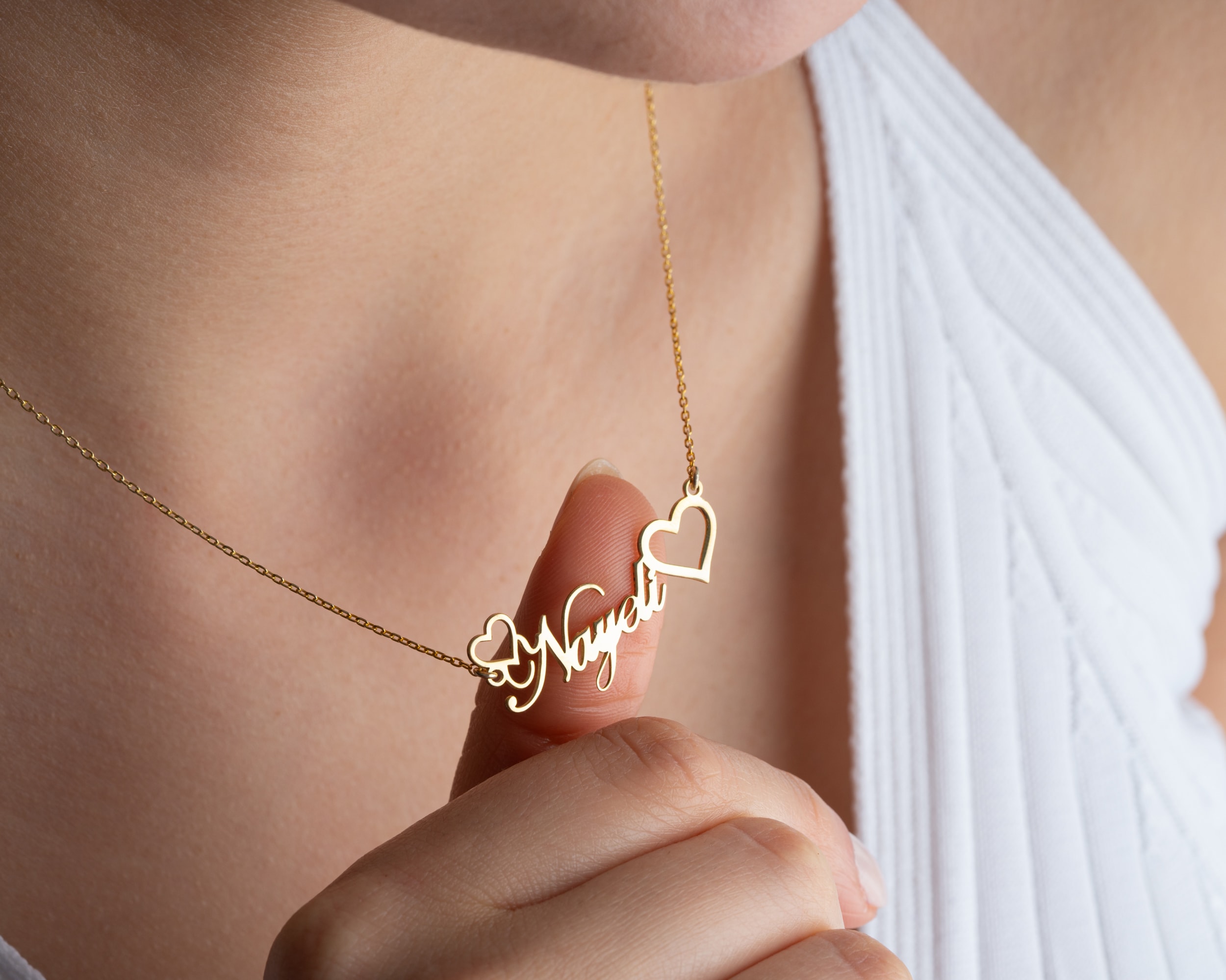 Kişiye Özel Çift Kalpli İsim Kolye – Sevgililere Özel El Yapımı Tasarım