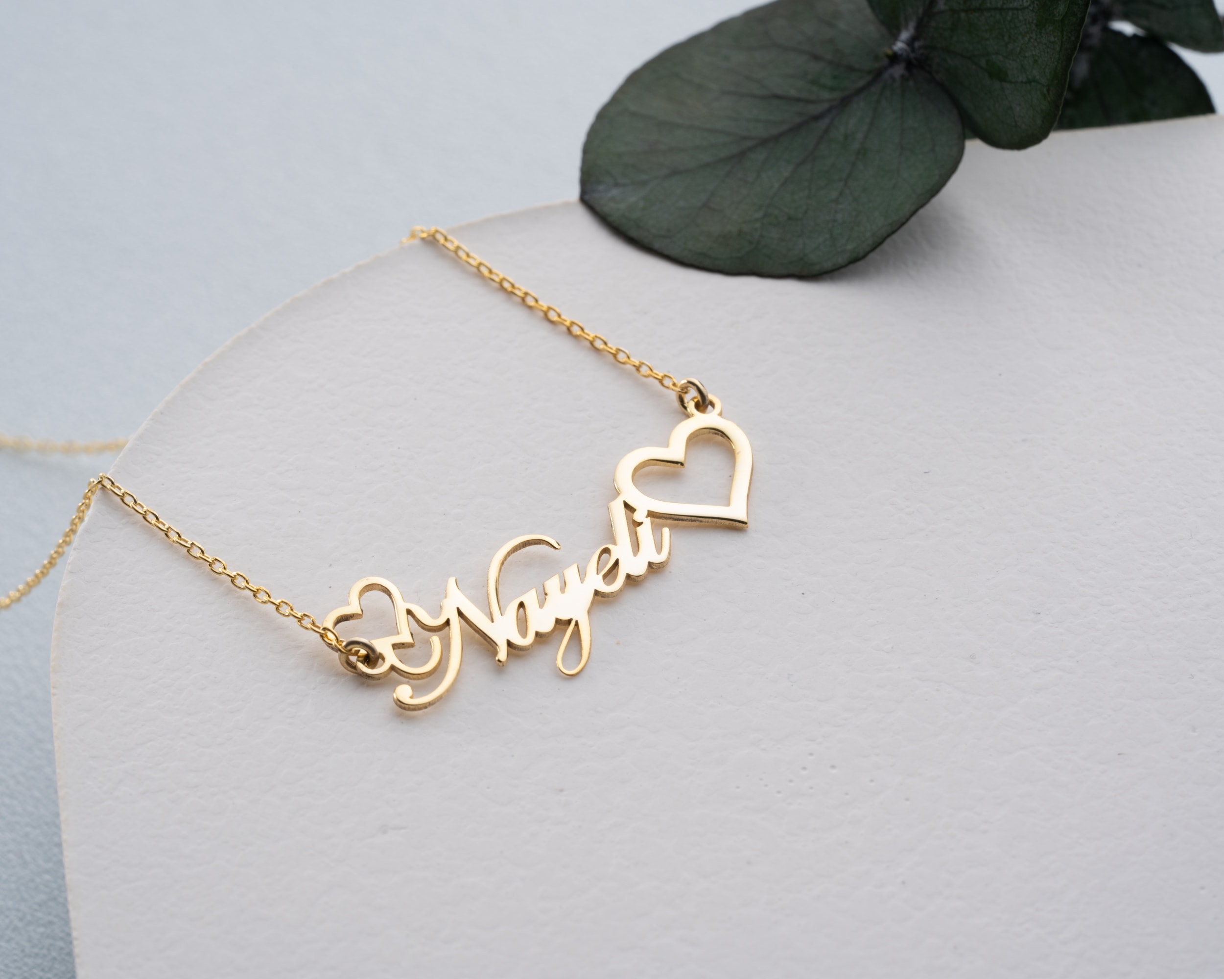 Kişiye Özel Çift Kalpli İsim Kolye – Sevgililere Özel El Yapımı Tasarım