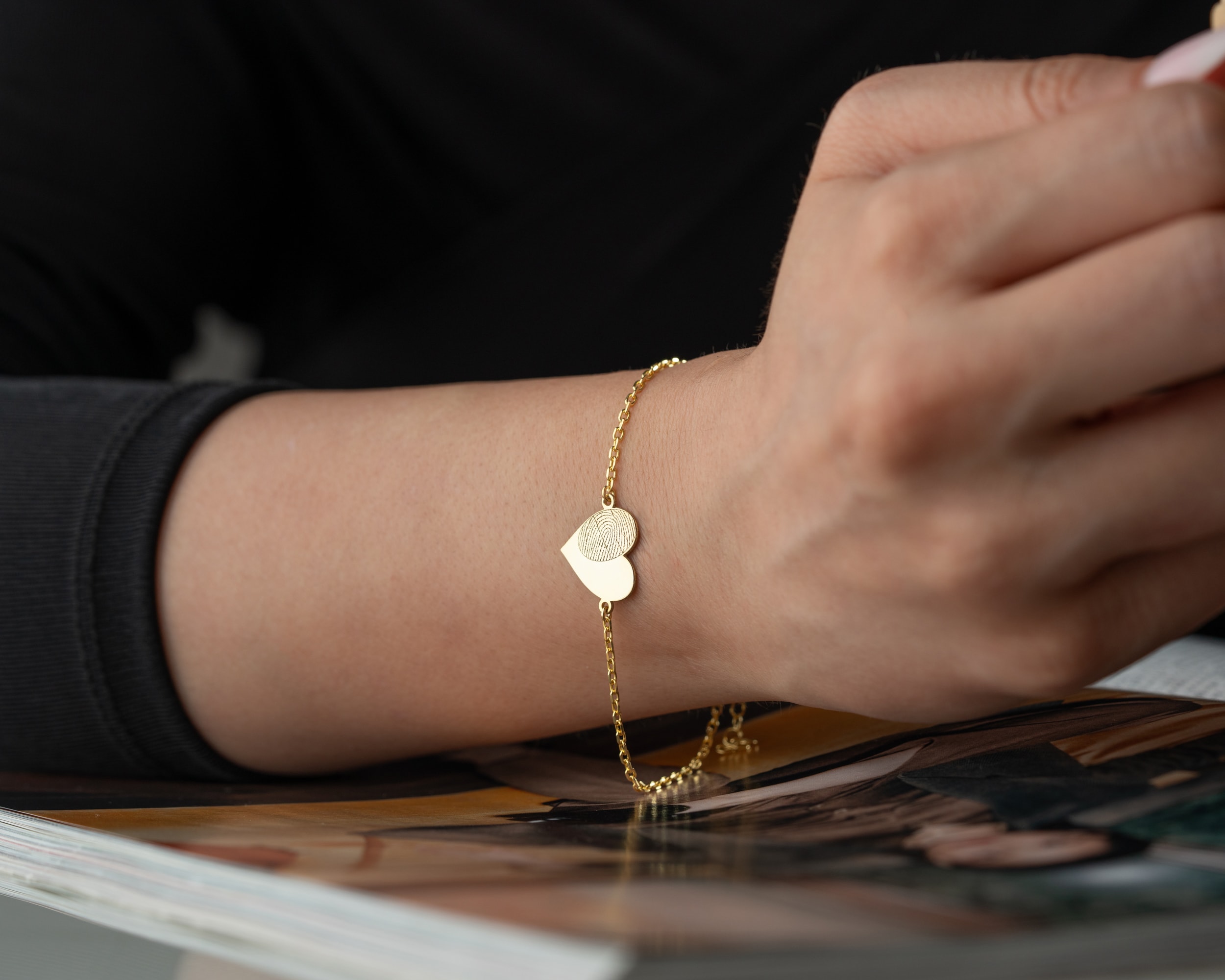 Kişiye Özel Disk, Oval veya Kalp Şekilli Çift Parmak İzi Bileklik – Anlamlı Hatıra Tasarımı