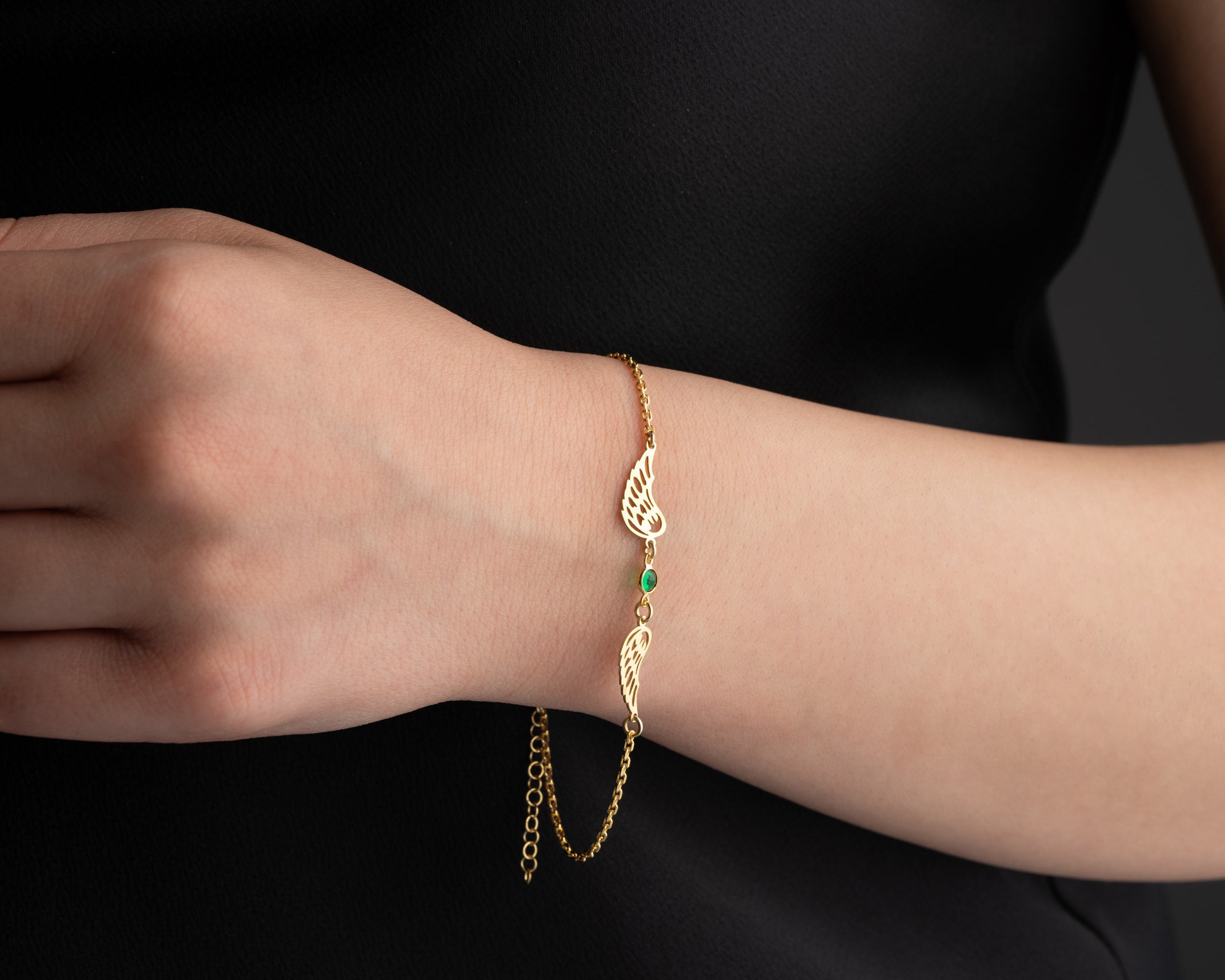 Doğum Taşlı Melek Kanatları Bileklik - Her Doğum Taşı Bir Enerji, Her Kanat Bir Koruyucu