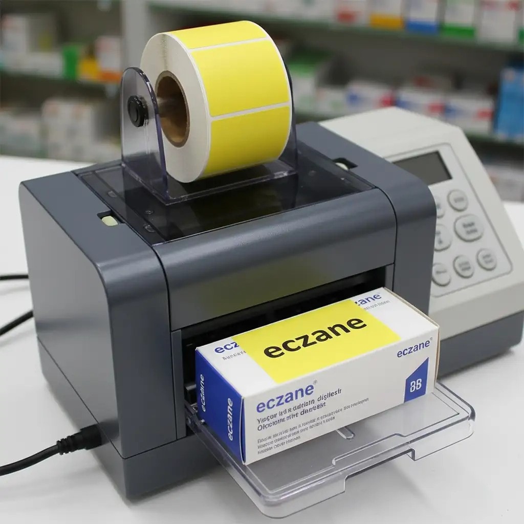 40 mm x 60 mm Sarı Eczane Etiketi 1000'li Sarım