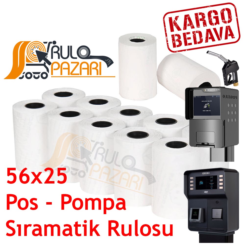 56 mm x 25 metre 10'lu Paket Yazarkasa Pompa Rulosu