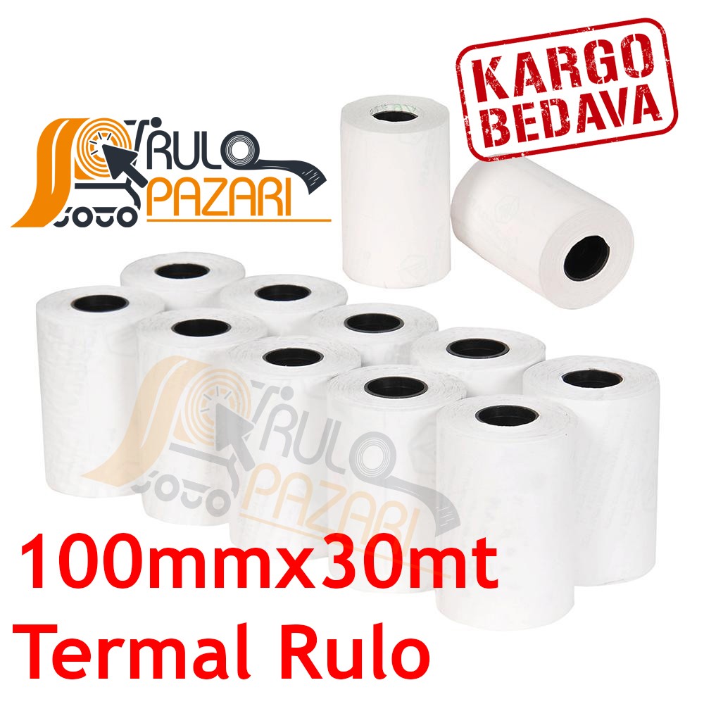 100 mm x 30 metre 10'lu Paket / Termal Rulo