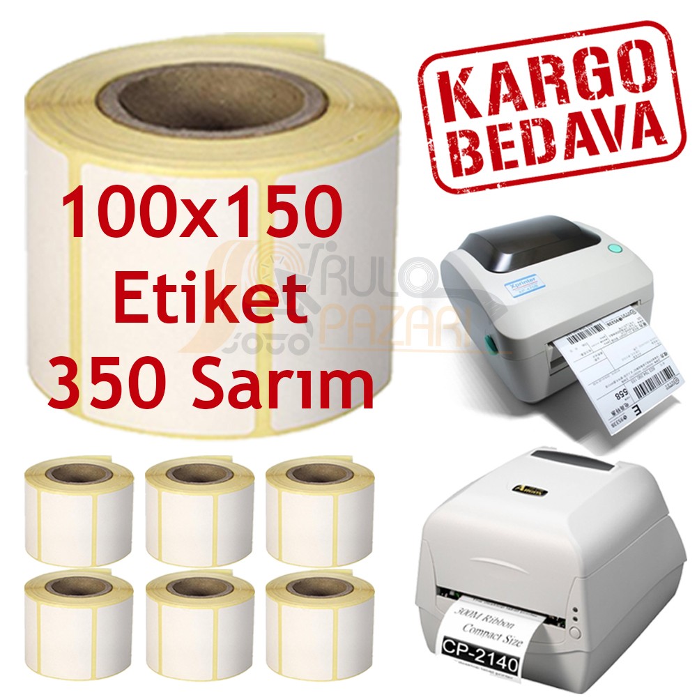 100 mm x 150 mm Eko Termal Etiket 350 Sarım