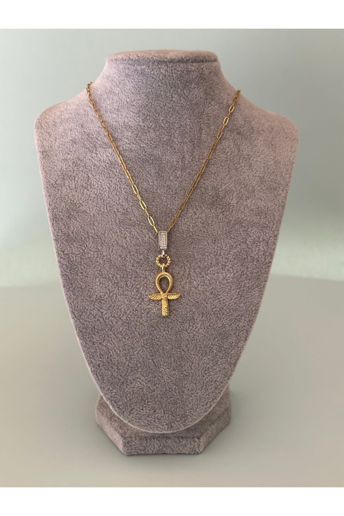 Çelik Ankh Gold Kolye (56 cm)