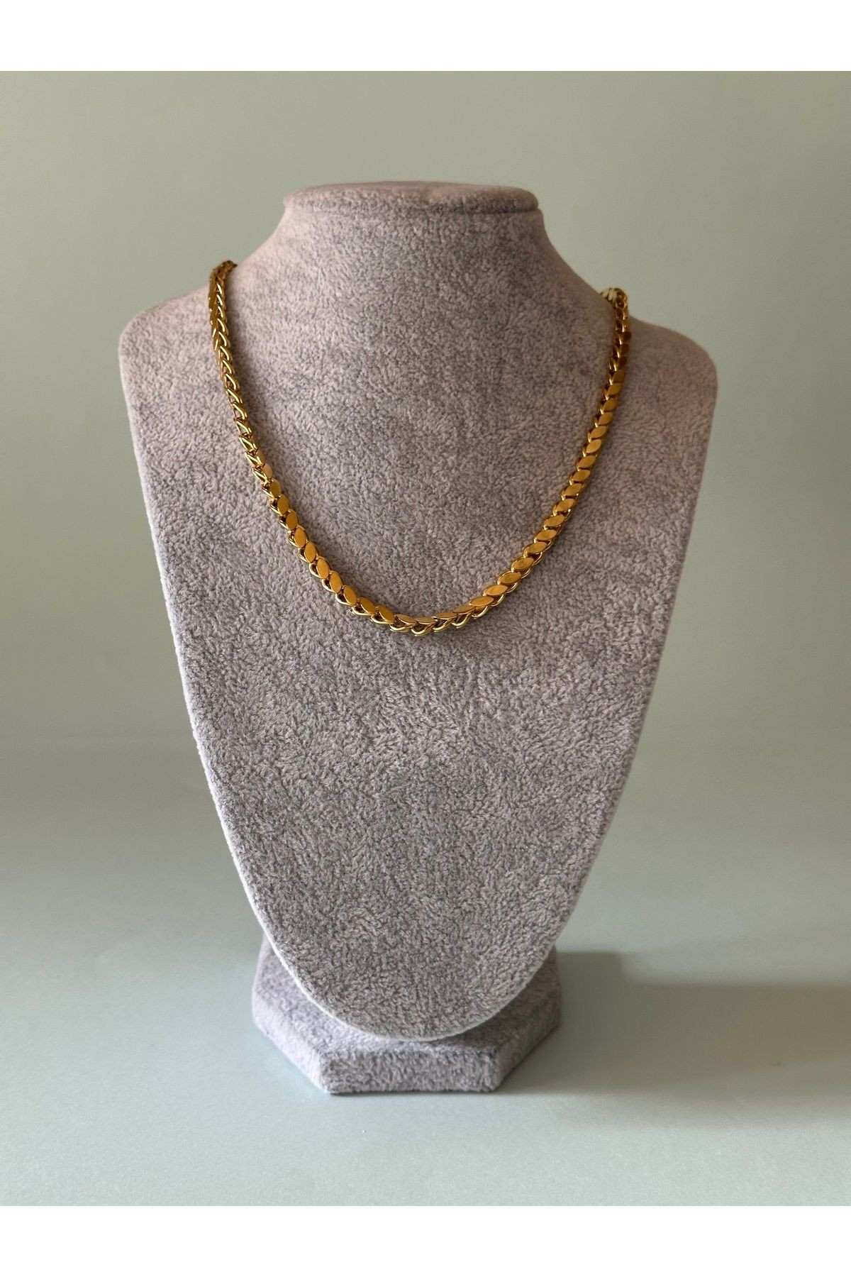 Özel Seri Arpa Zincir Gold Çelik Kolye (39 Cm)