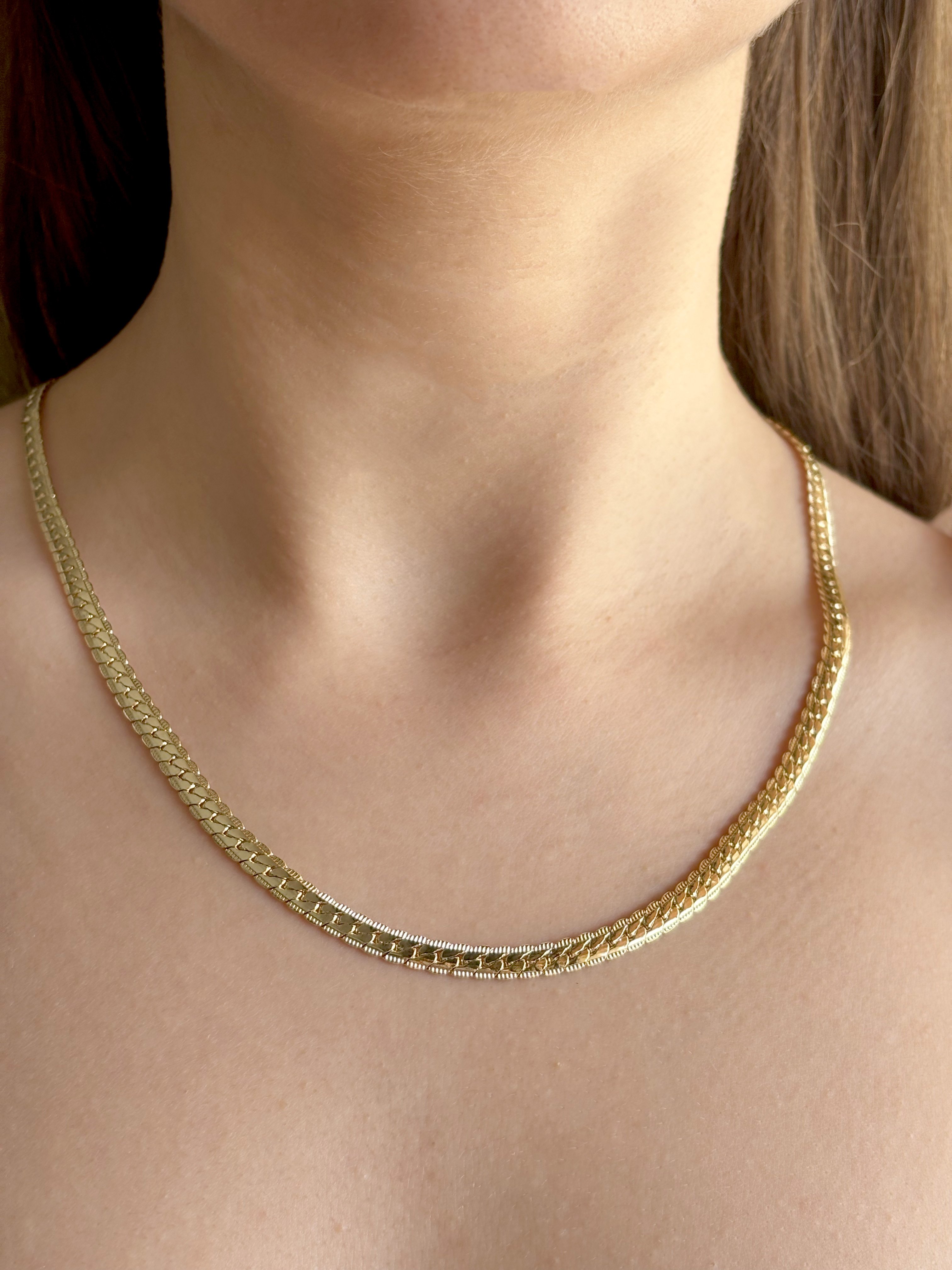 Özel Seri Ezme Zincir Gold Çelik Kolye