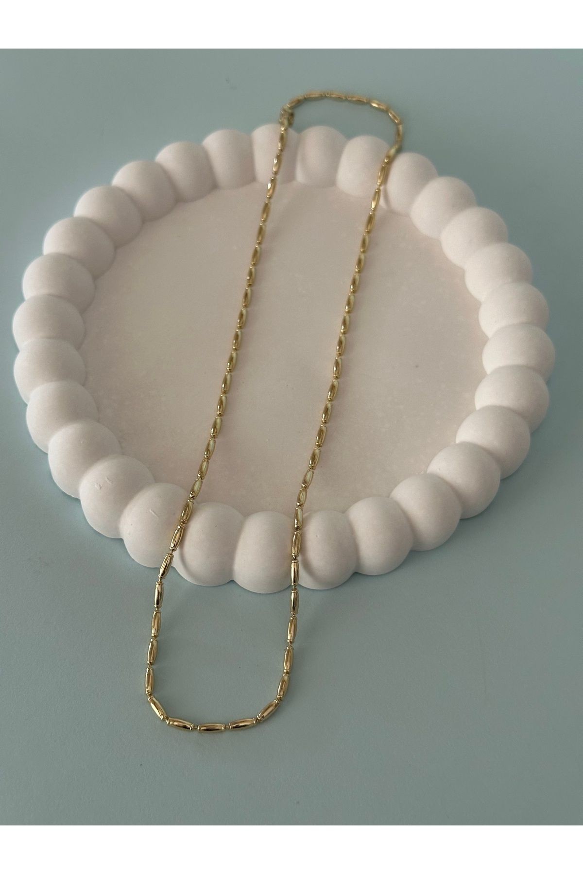 XUPING Küçük Silindir Detaylı Gold Zincir (44 Cm)
