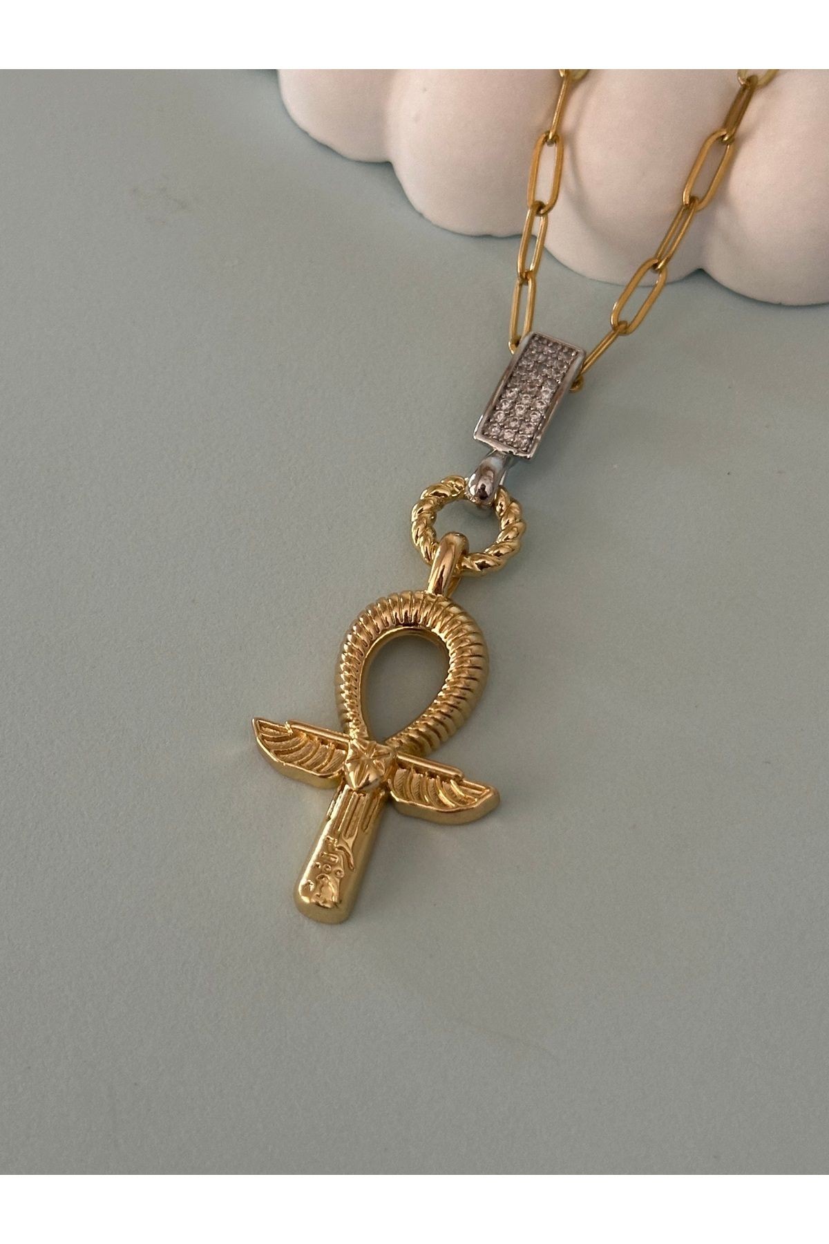 Çelik Ankh Gold Kolye (56 cm)