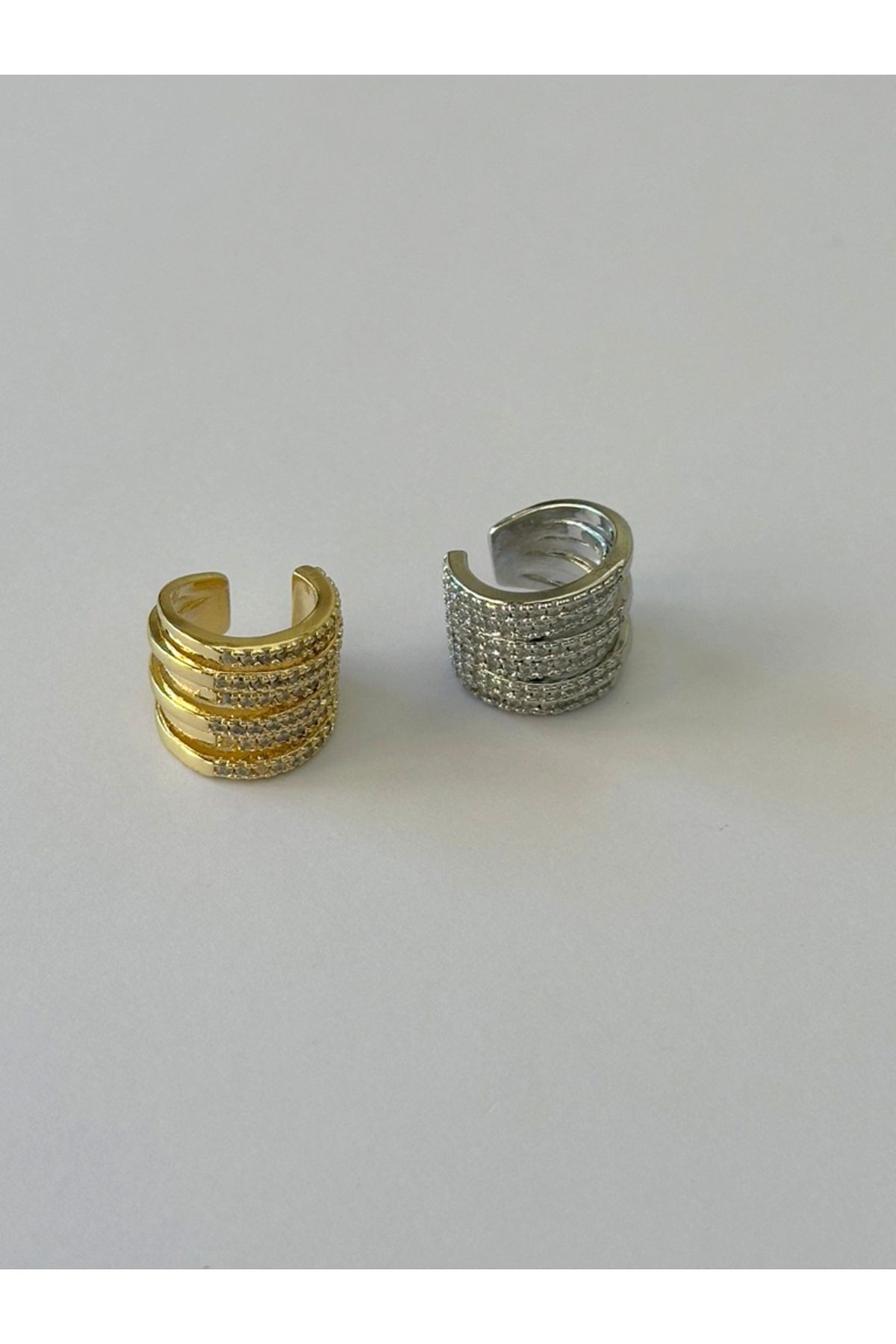 Çoklu Görünüm Zirkon Taşlı Gold Earcuff
