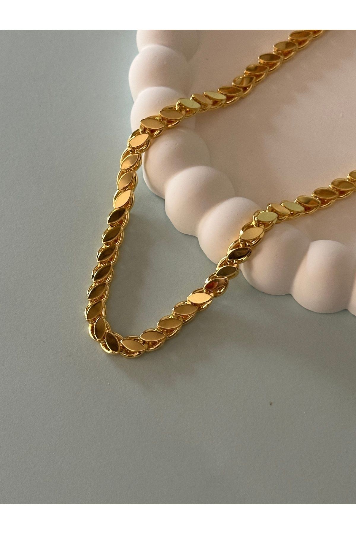 Özel Seri Arpa Zincir Gold Çelik Kolye (50 Cm)