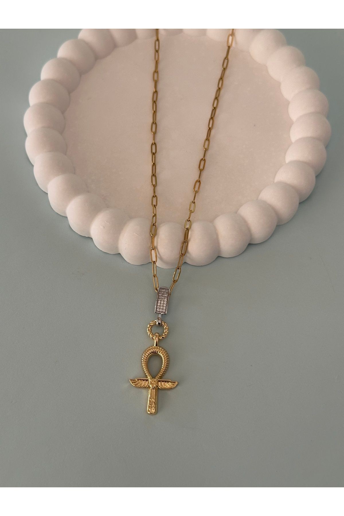 Çelik Ankh Gold Kolye (56 cm)