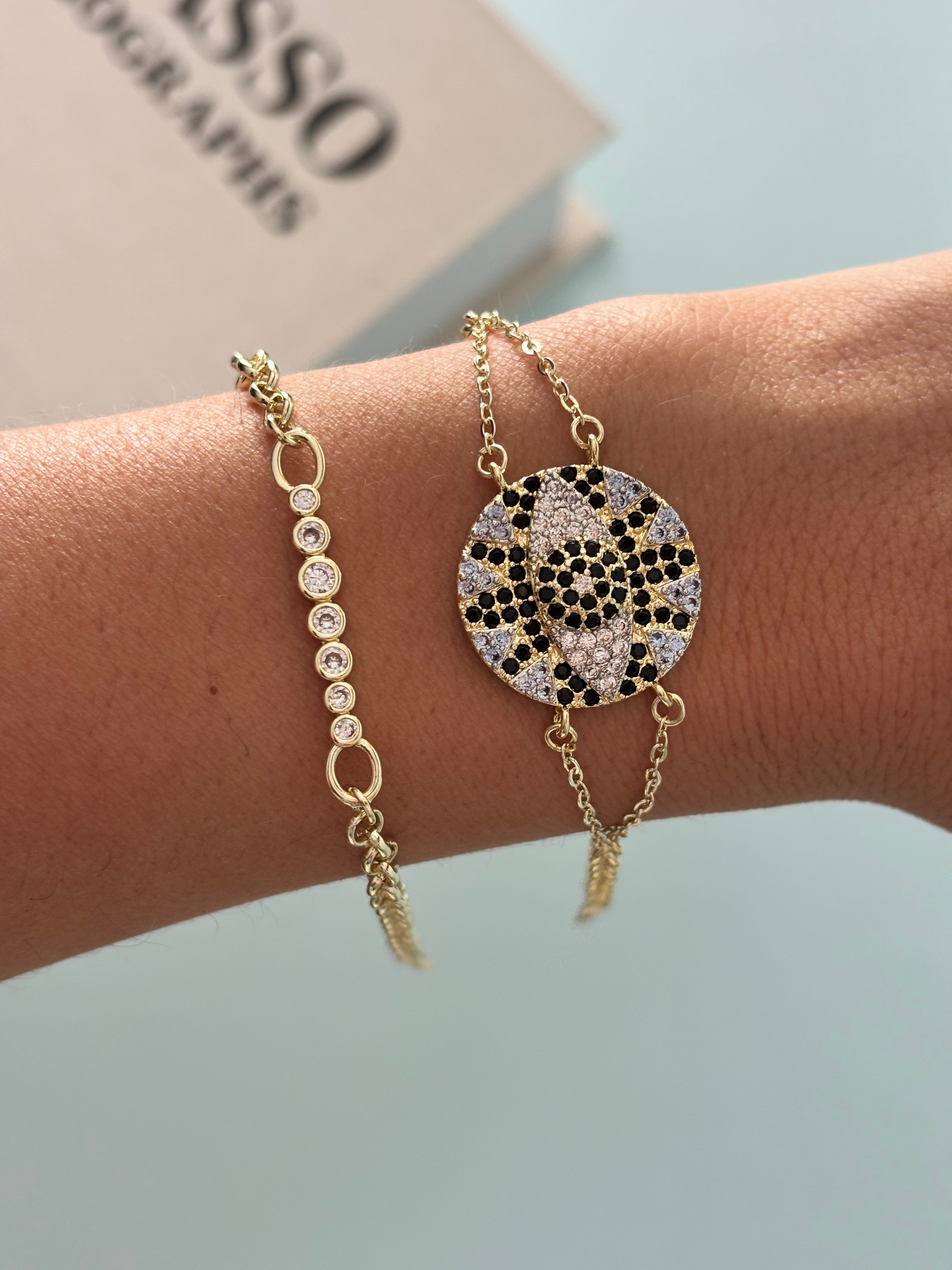 Özel Seri Gold Sıralı Minimal Zirkon Taşlı Bileklik