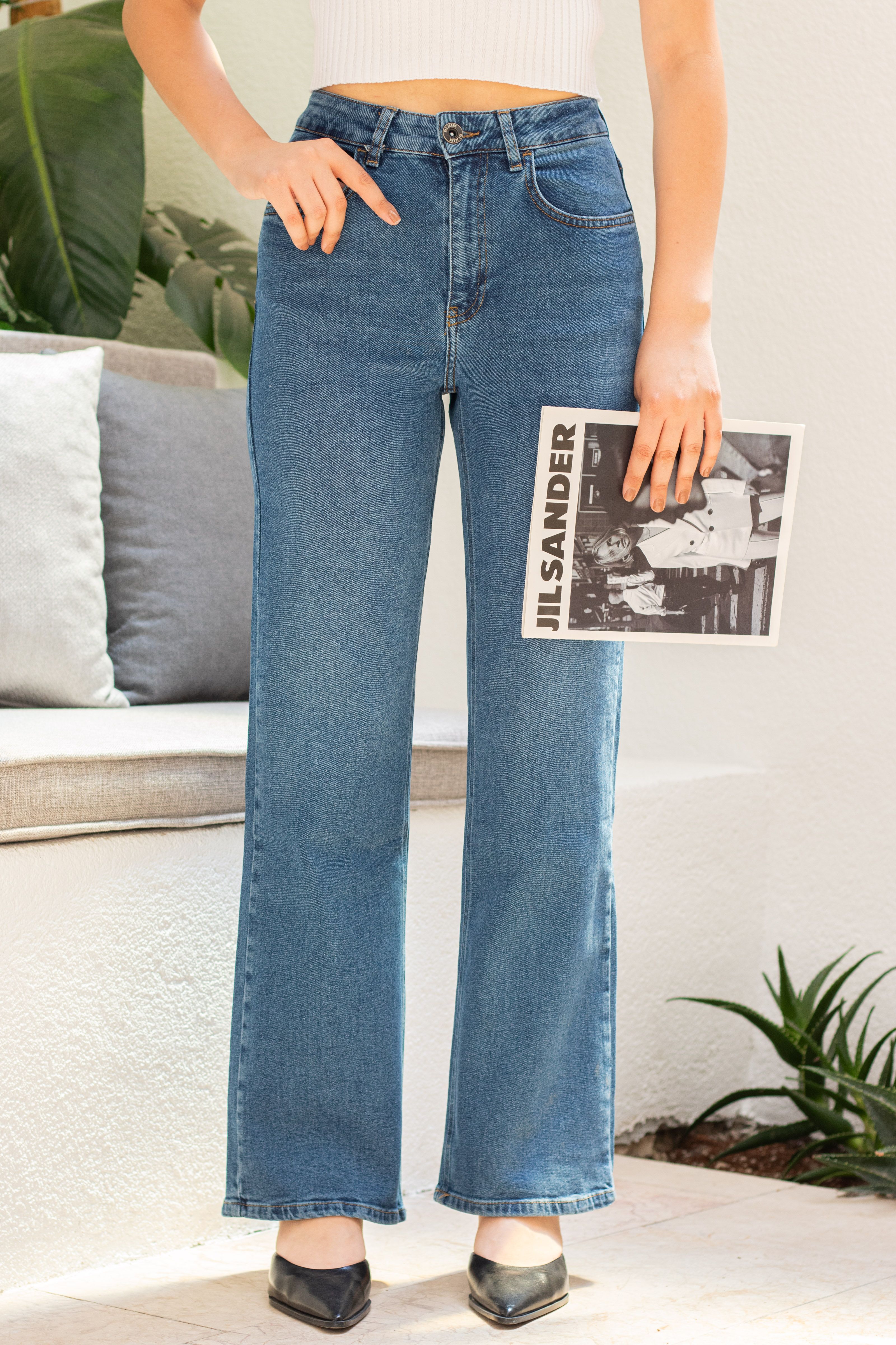 Jessica Wide Leg Likralı Jean Kot Pantolon