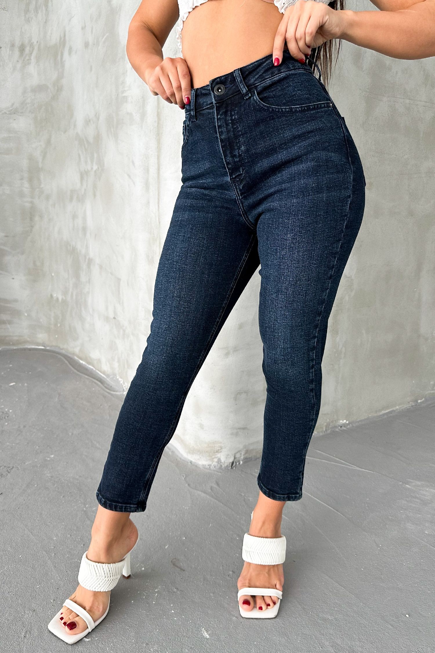 Blue Black Kadın Likralı Boyfriend Jean Yüksek Bel Esnek Kot Pantolon MABEL-2021