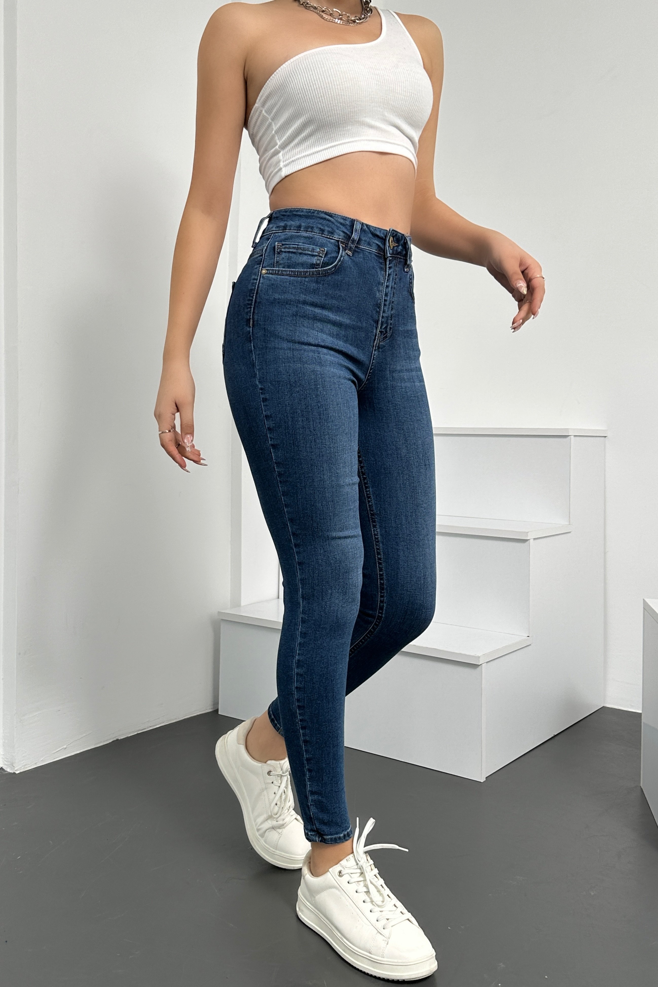 Kadın Açık Mavi Süper Skinny Fit Esnek Likralı Yüksek Bel Denim Jean Kot Pantolon JENNİE-AÇIKMAVİ