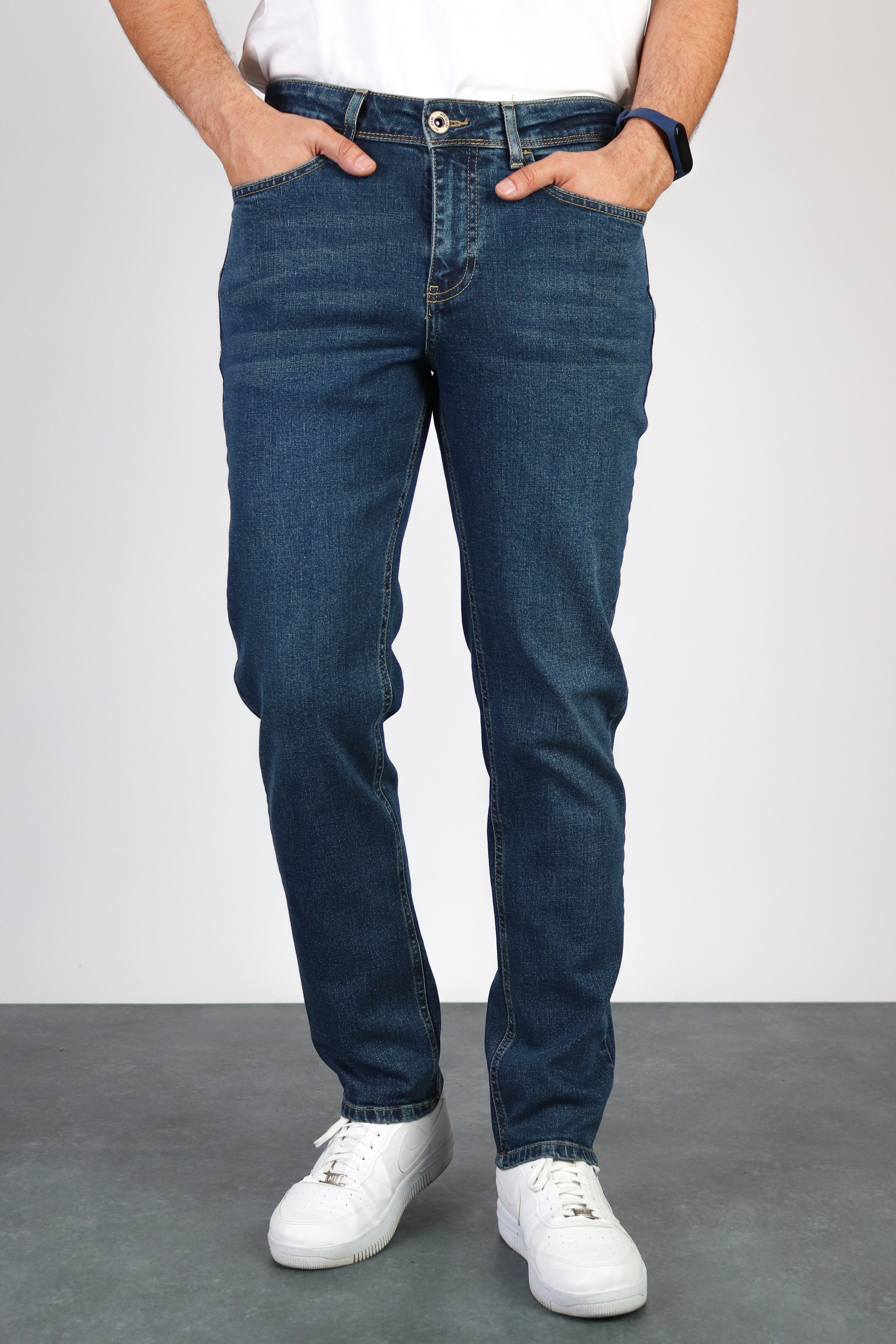 Regular Fit Likralı Jeans - Orta Mavi