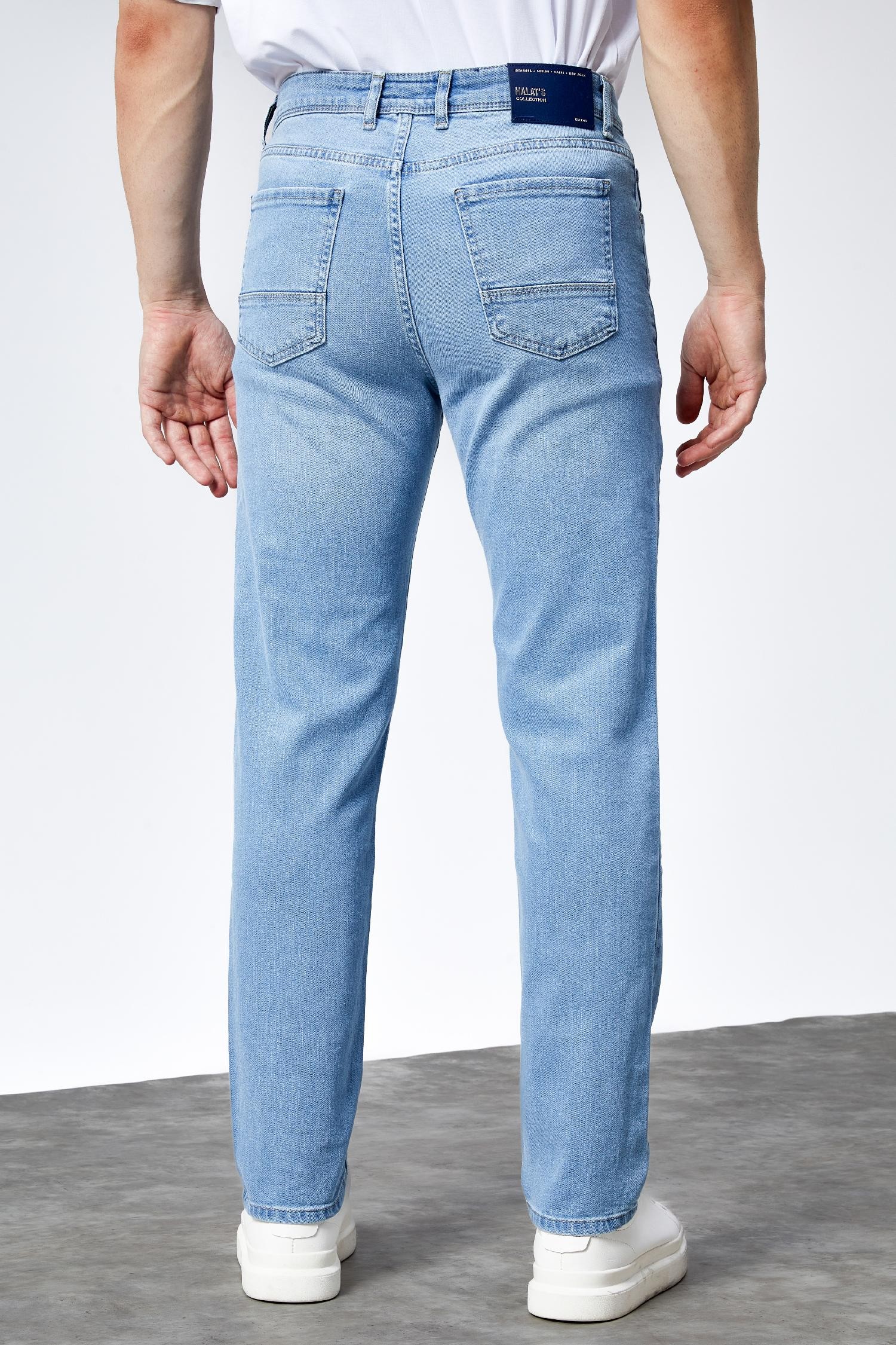 Erkek RİCARDO Buz Mavi Taşlamalı Slim Fit Likralı Jean Kot Pantolon