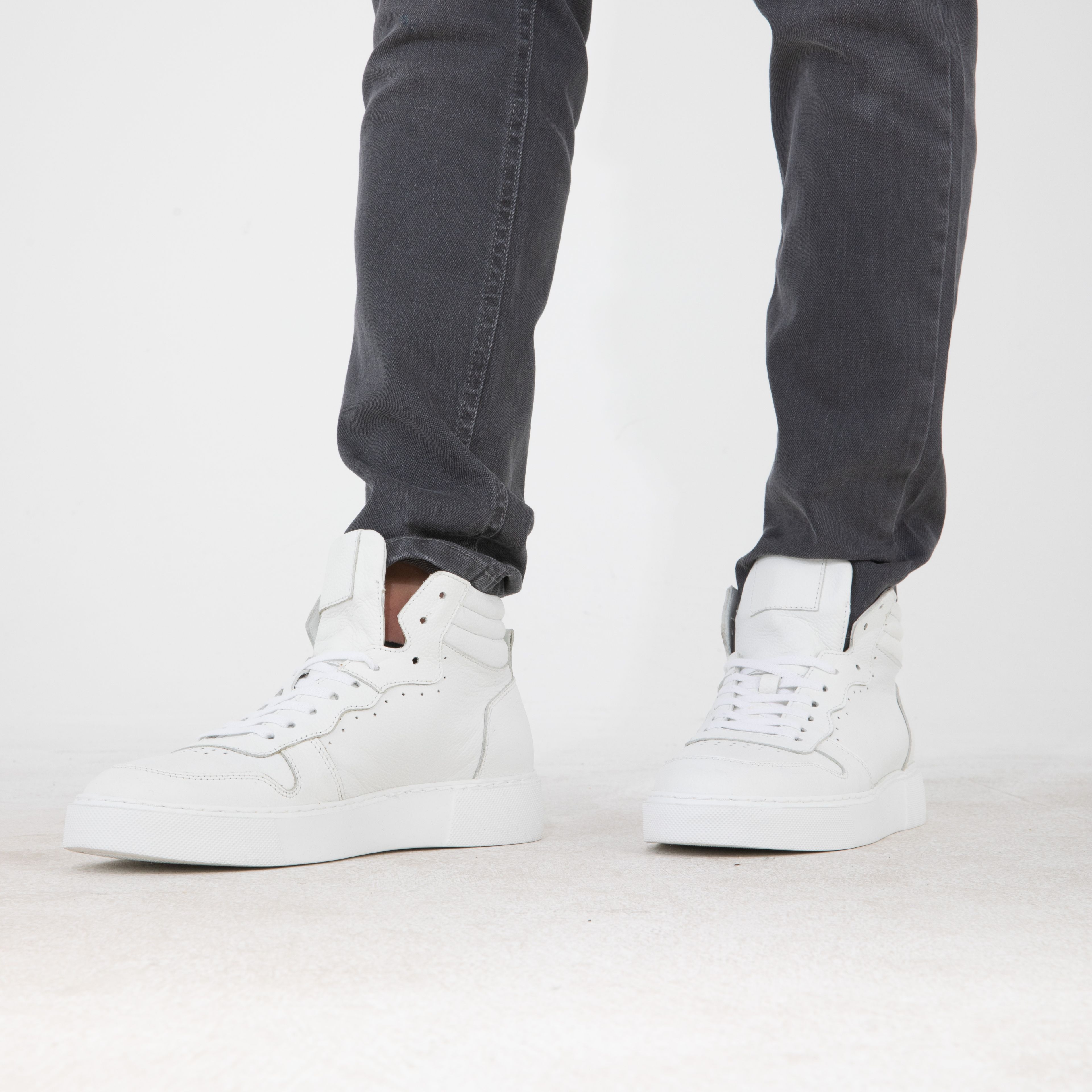 Deri Flooter Bağcıklı Sneakers Bot - Beyaz