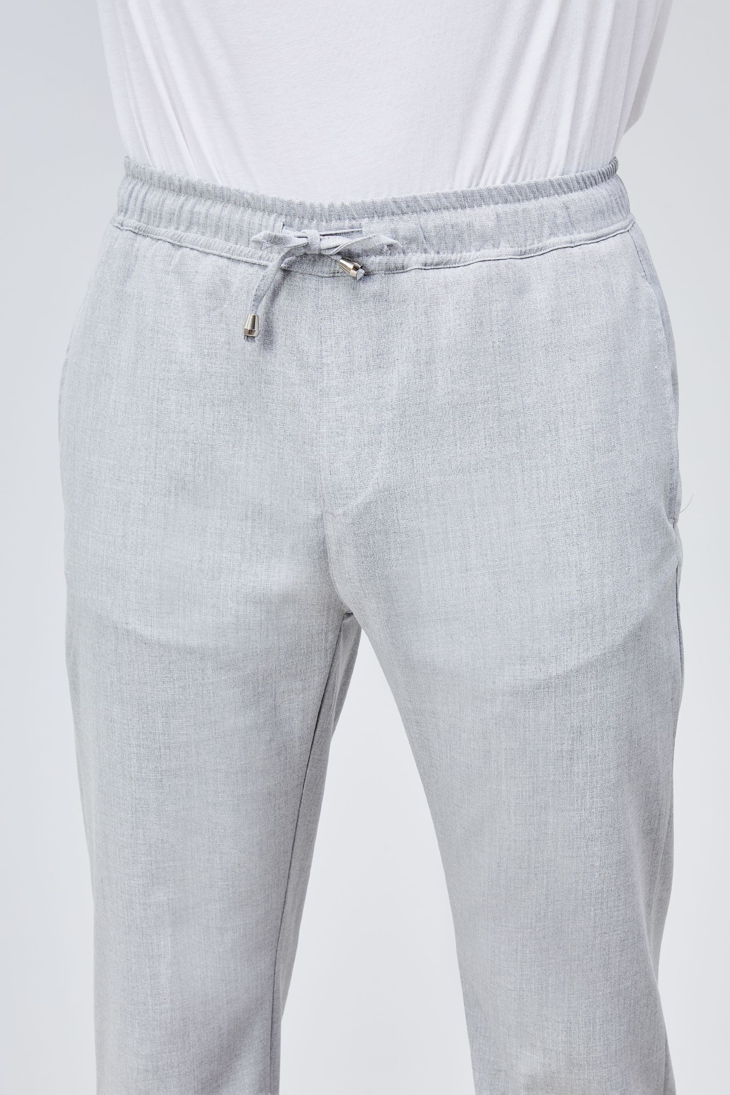 Erkek Gri Relaxed Fit Yandan Cepli Beli Lastikli Bağcıklı Duble Paça Jogger Pantolon BOLT-1998