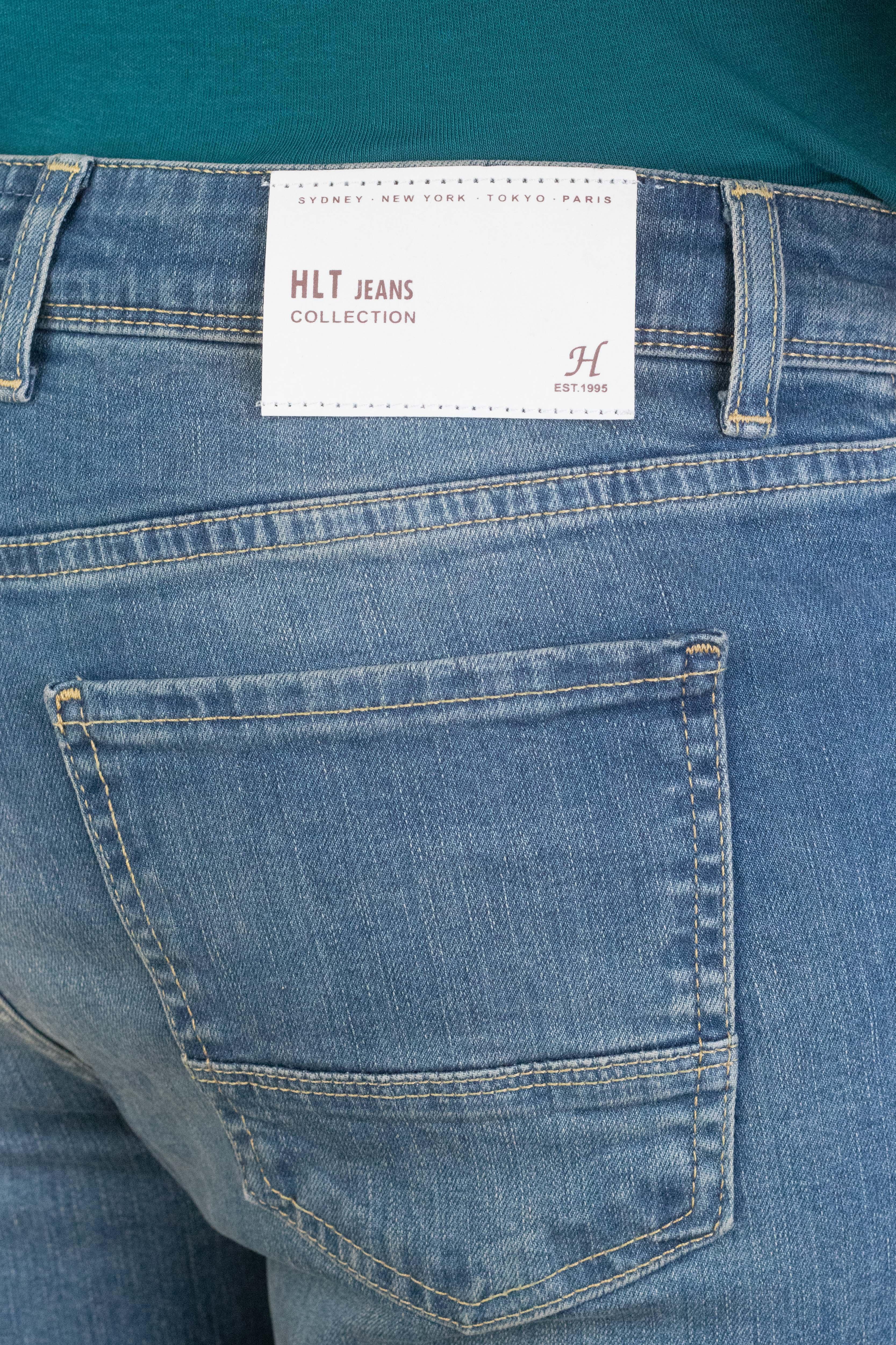 Açık Mavi Taşlamalı Slim Fit Jean HLTHE001943A