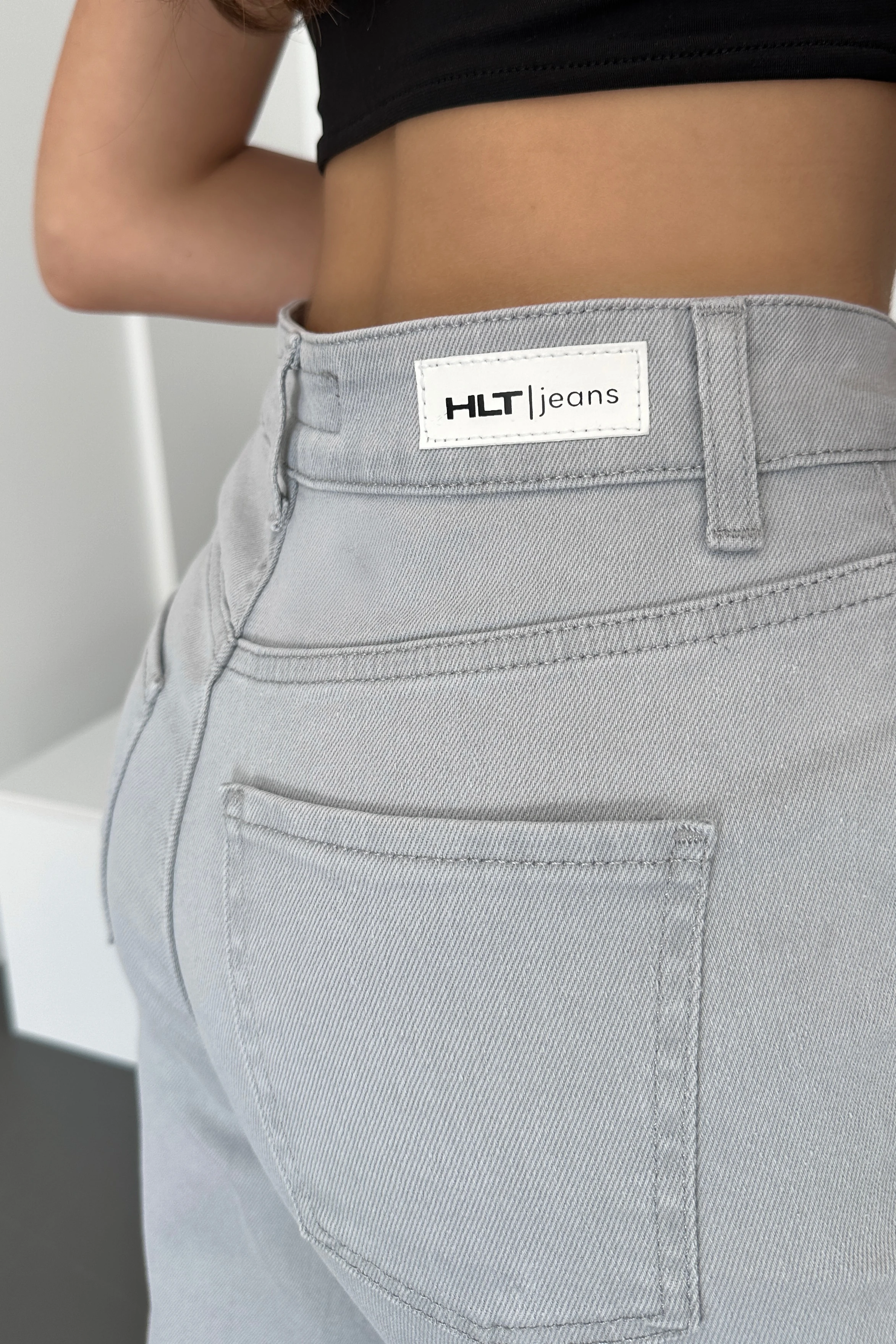 Gümüş Gri Kadın Wide Leg Jean Yüksek Bel Palazzo Likralı Esnek Kot Pantolon JESSİCA-2042