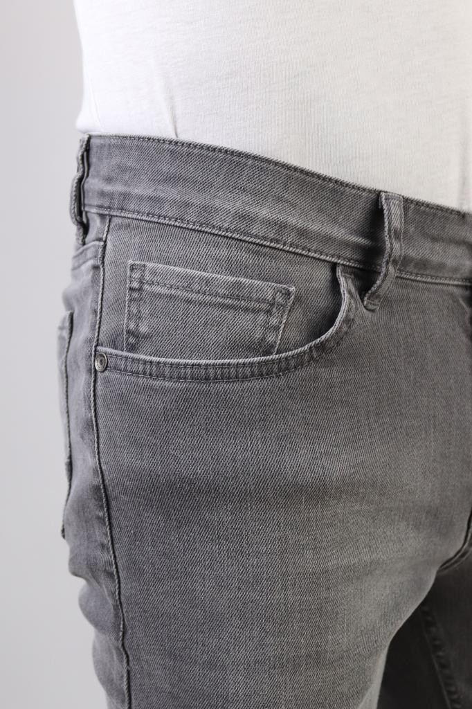 Erkek Gri Slim Fit Dar Kesim Esnek Likralı Denim Jeans Kot Pantolon Hlthevalgrey-a