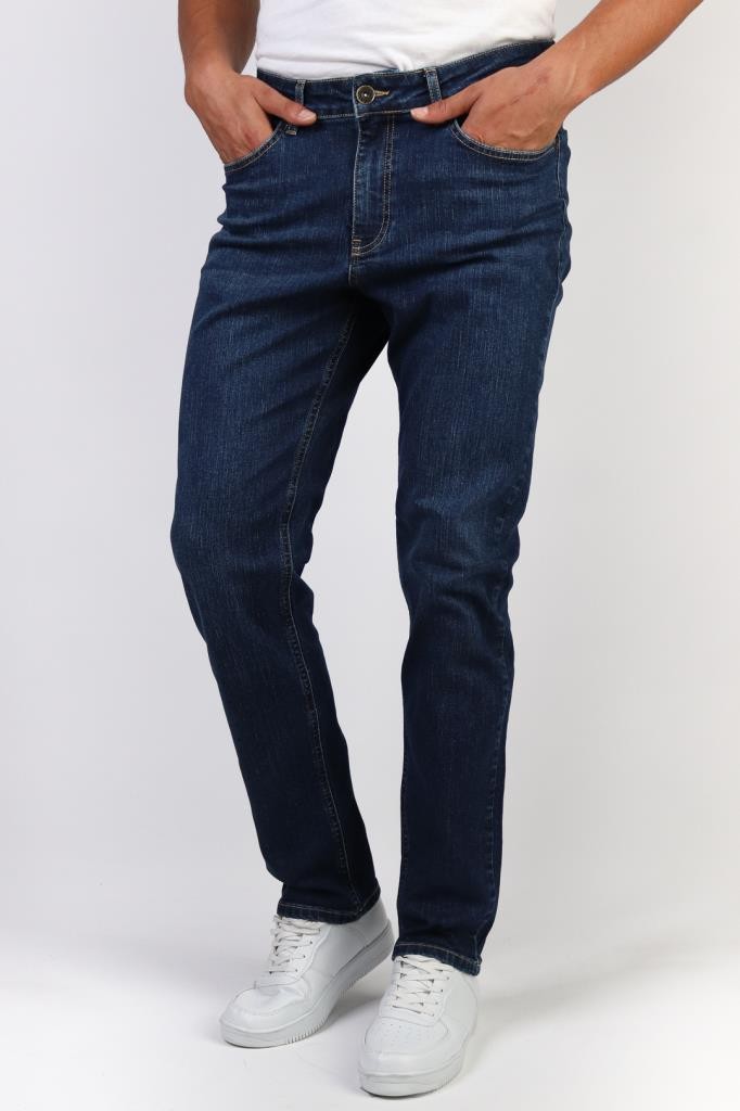 Regular Fit Likralı Jeans - Koyu Mavi