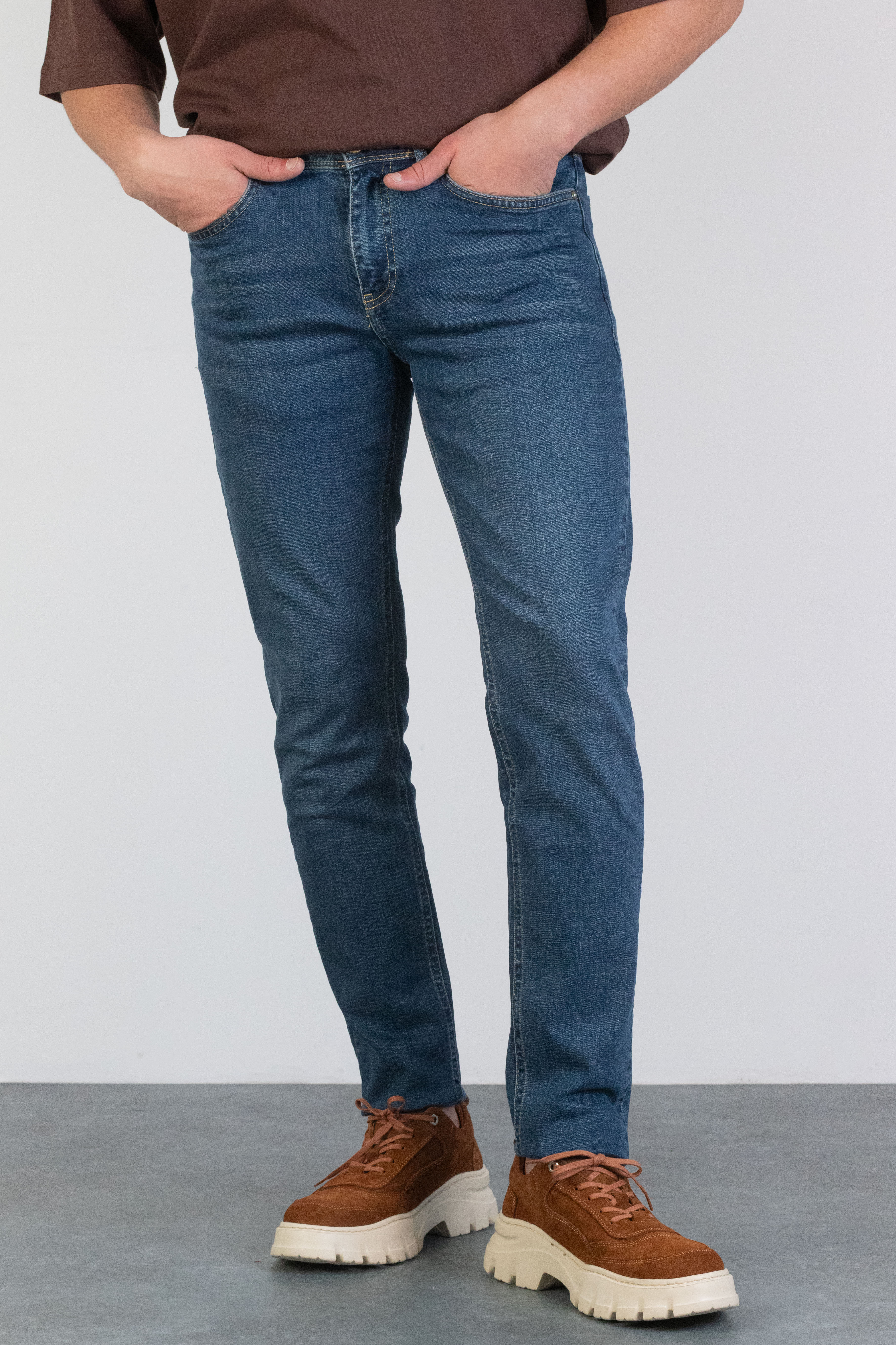 Erkek Slim Fit Okyanus Mavisi Likralı Jean HLTHE001958