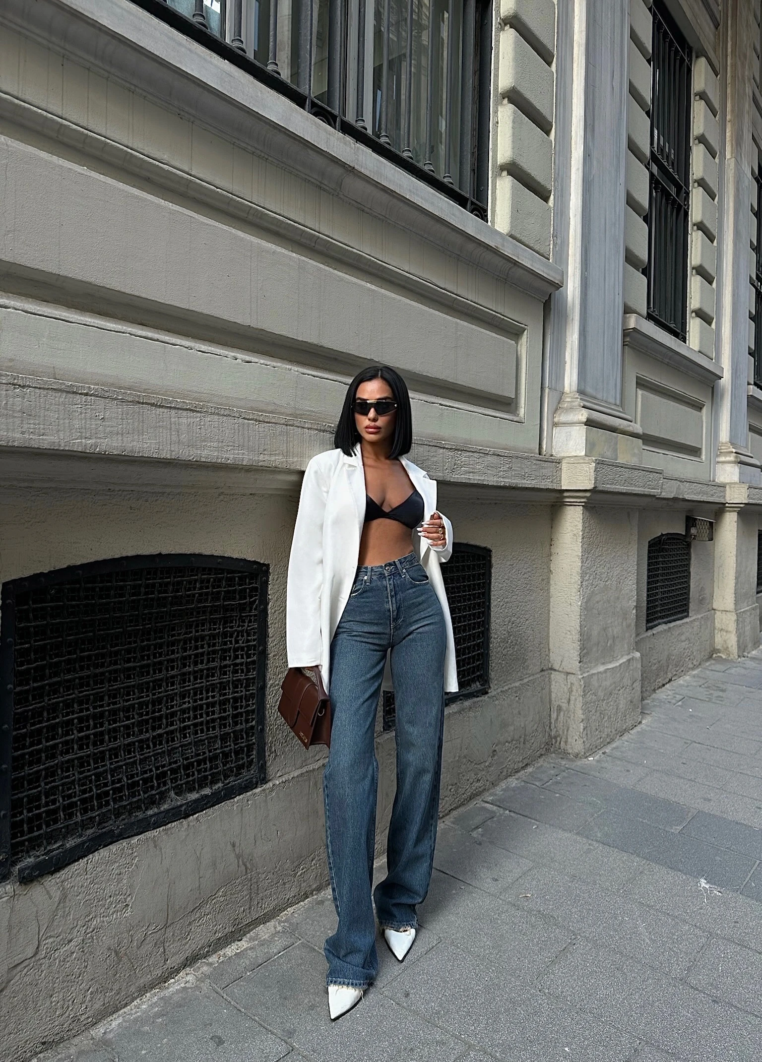 Tint Yeşili Kadın Wide Leg Jean Yüksek Bel Palazzo Likralı Esnek Kot Pantolon JESSİCA-2045