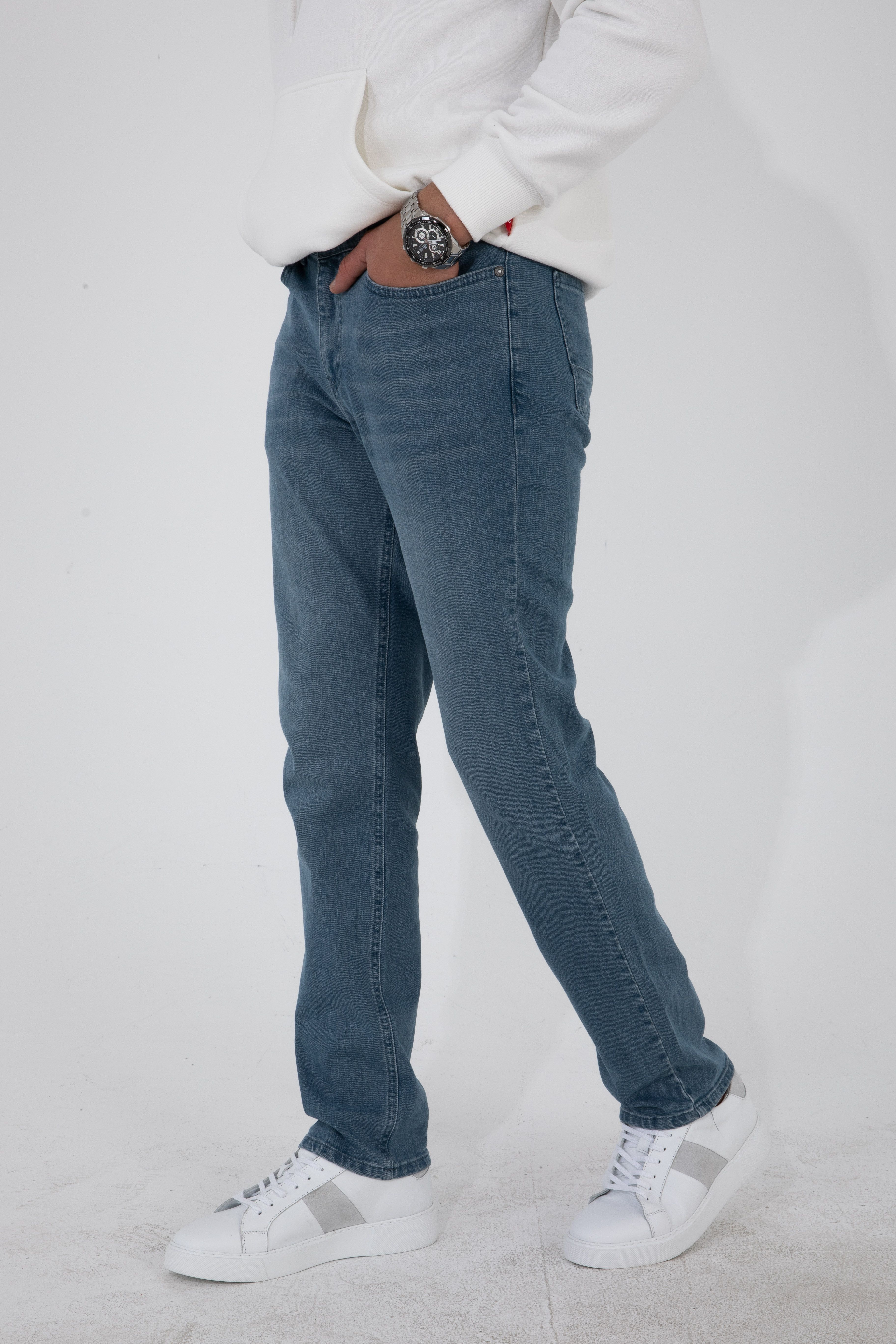 Regular Fit Likralı Jeans - Mavi