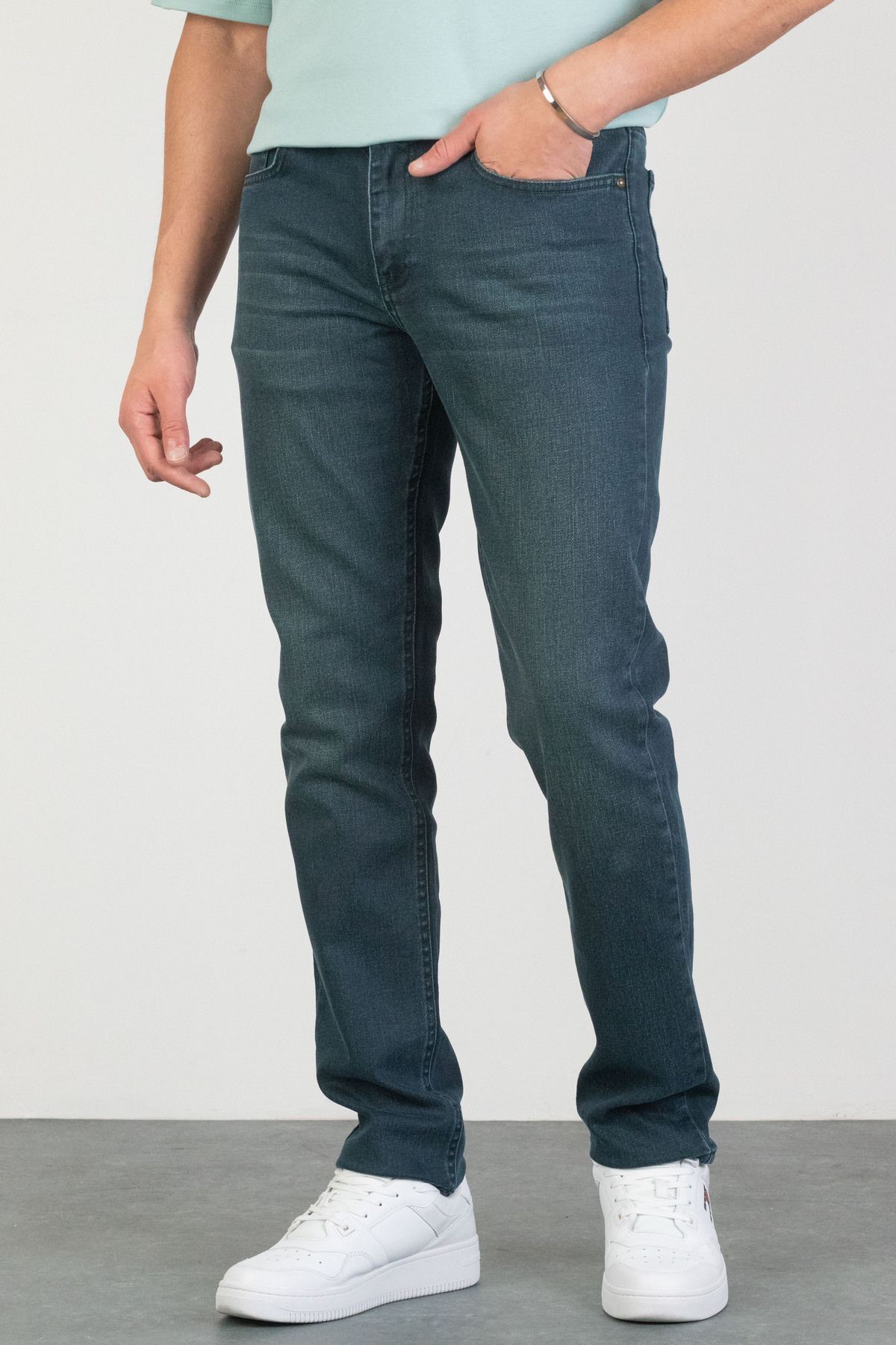 Erkek Slim Fit Likralı  Jean Kot Pantolon HALATS-DE-SLIM