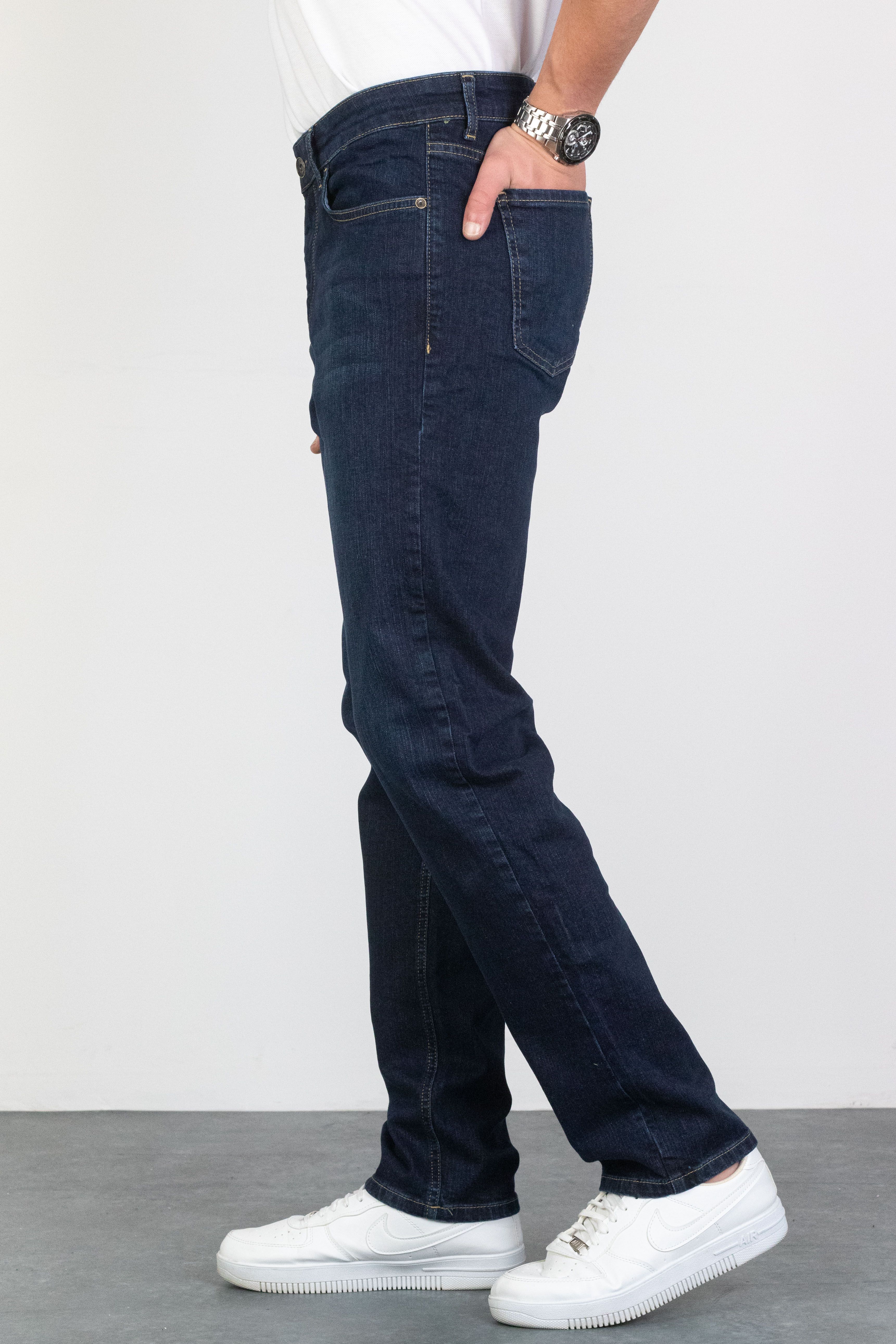 Regular Fit Likralı Jeans - Koyu Mavi