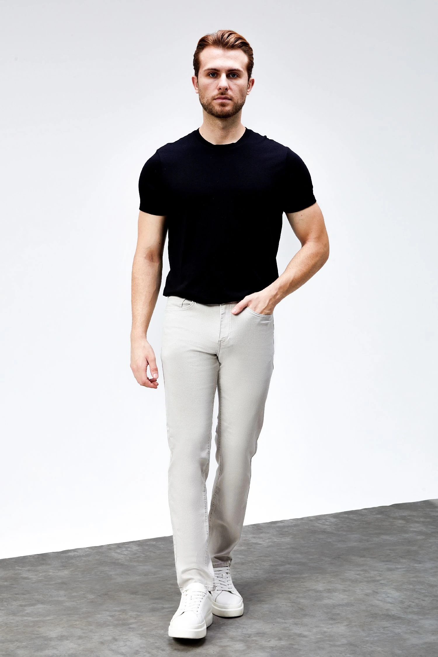 Erkek Taş Rengi Regular Fit Rahat Kesim Esnek Likralı Denim Jeans Kot Pantolon HLTHE001918