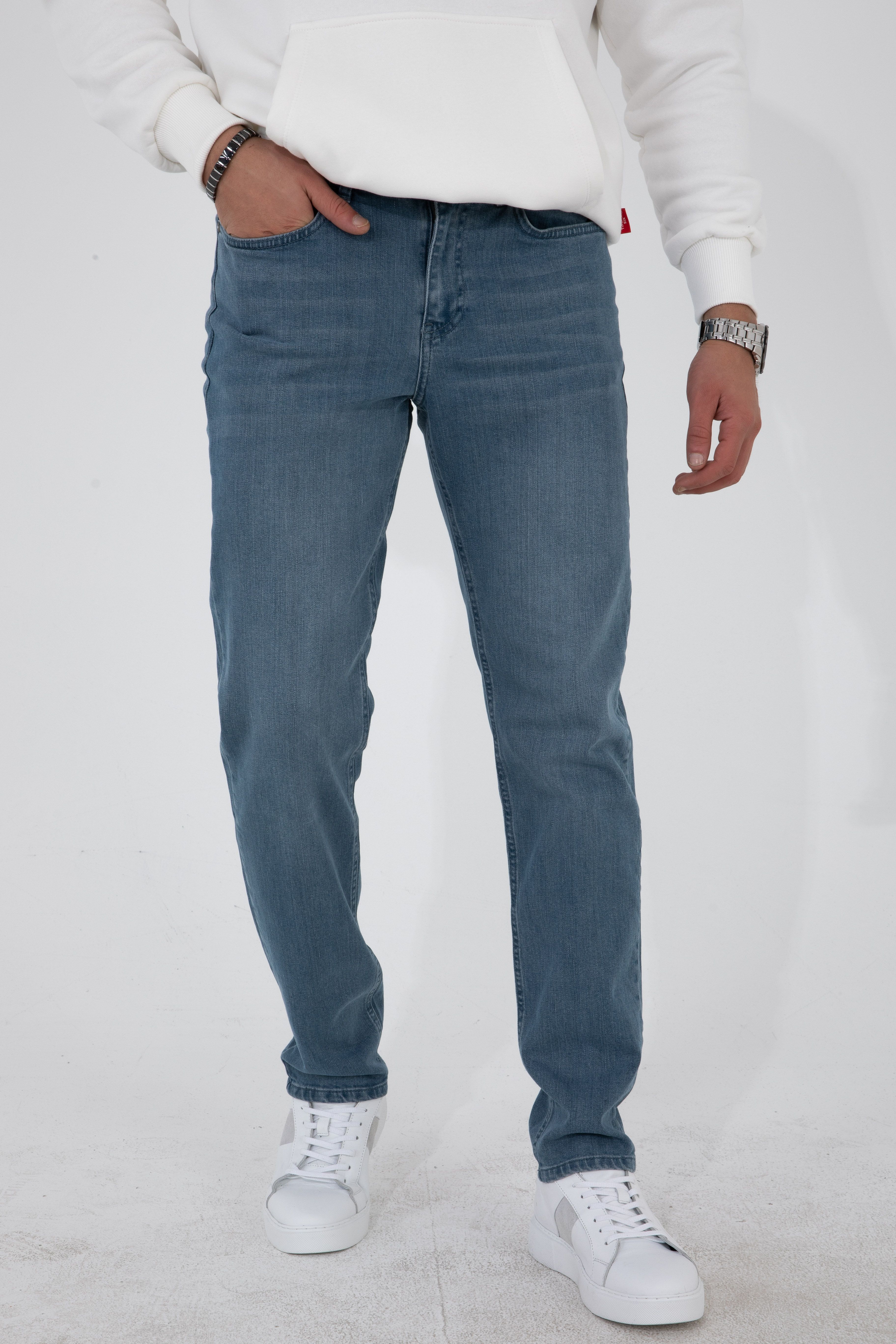 Regular Fit Likralı Jeans - Mavi